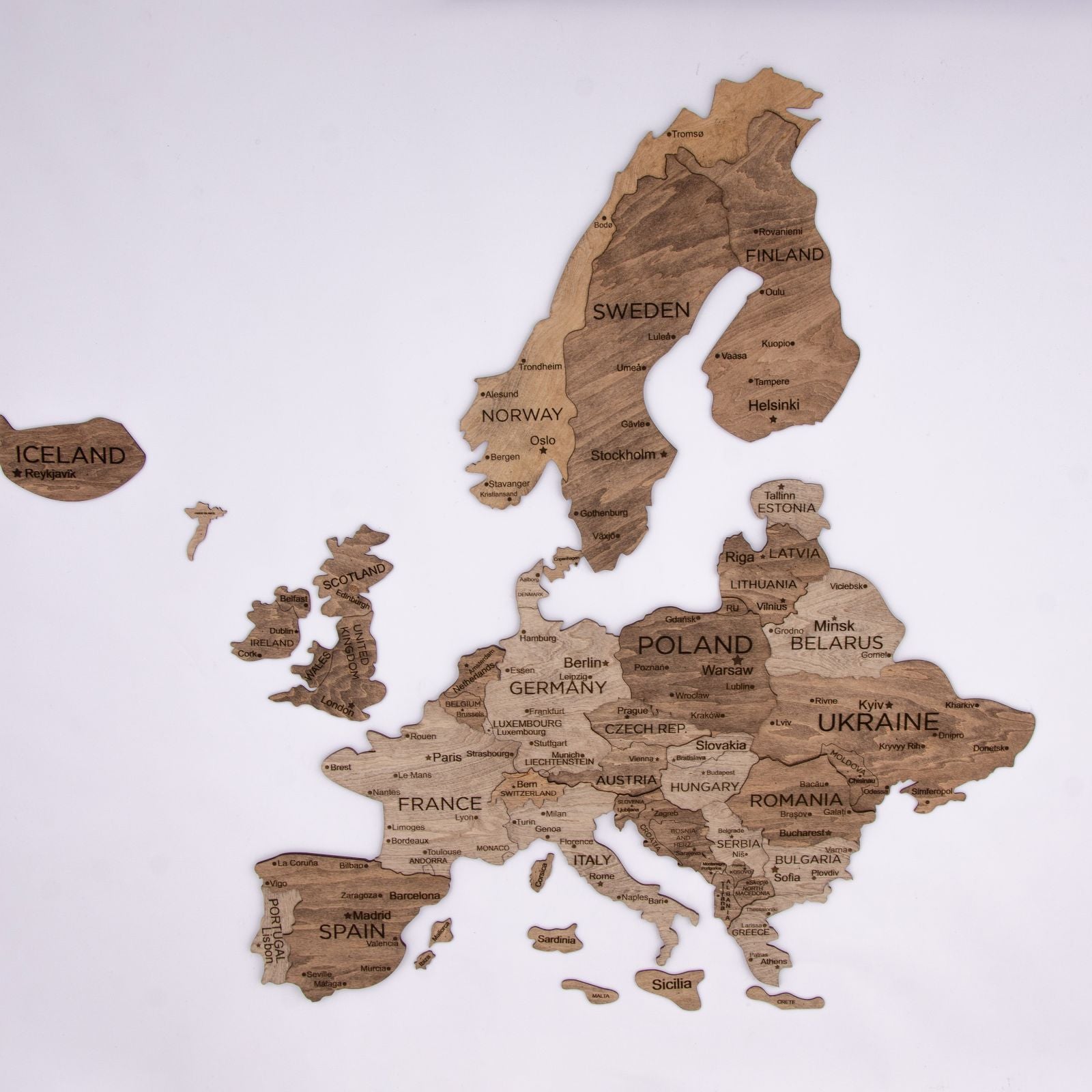 Mapa de Europa 3D de Madera Terra