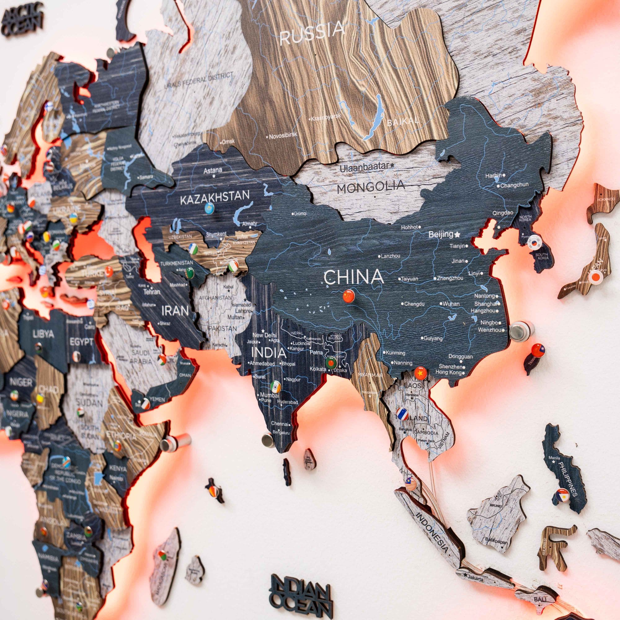 3D LED / LUMINOUS Wooden World Map 3.0 Mystery