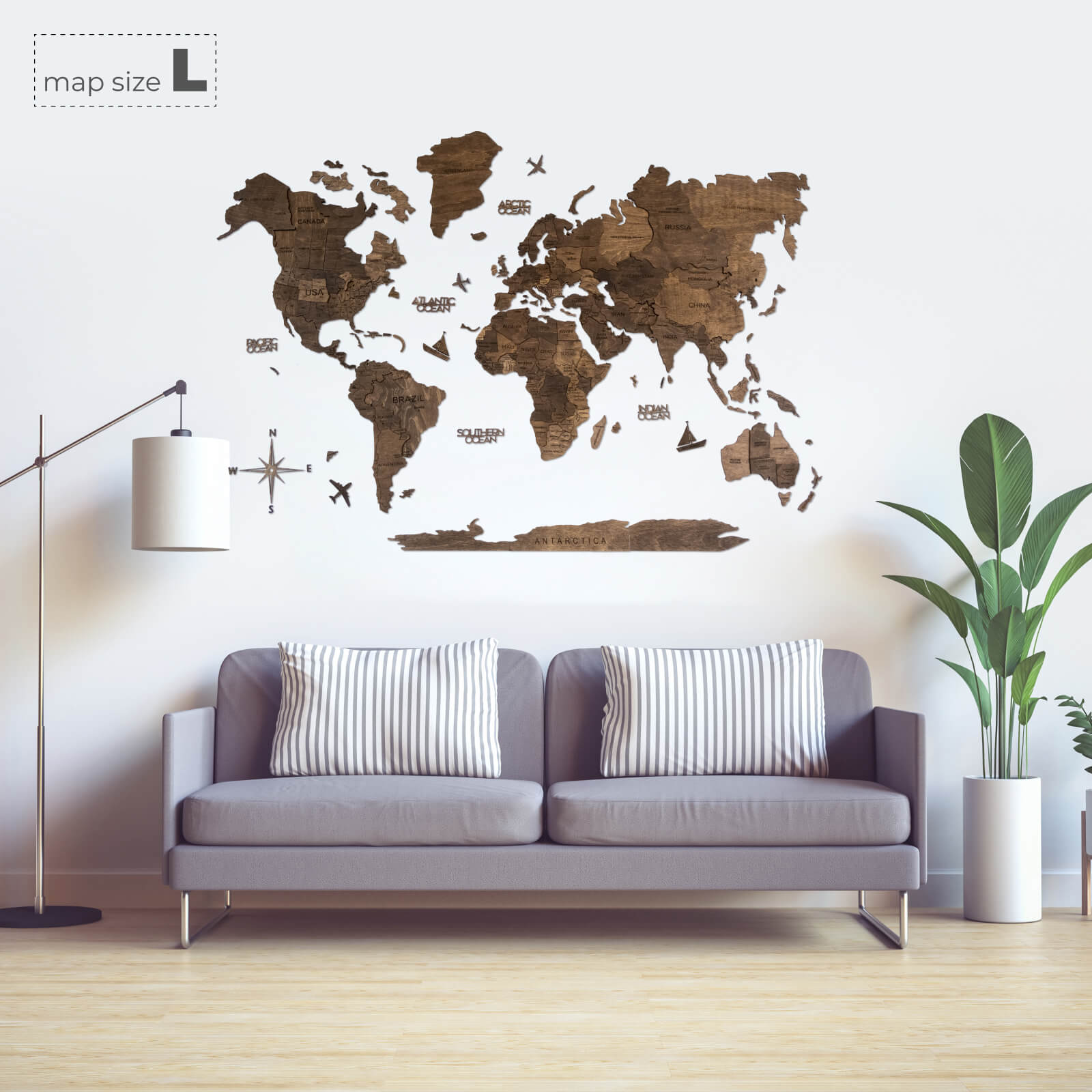 Mapa en pared color oscuro