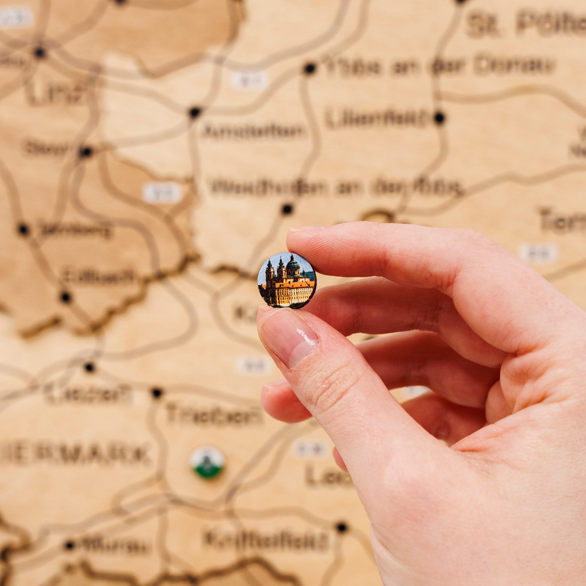 Mapa de Austria Madera - Dorado