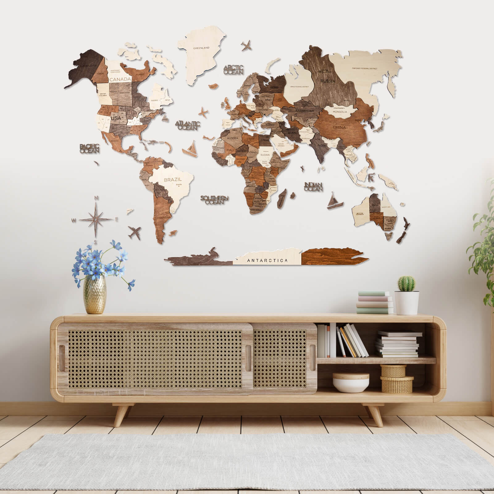 Mapa frontal de madera
