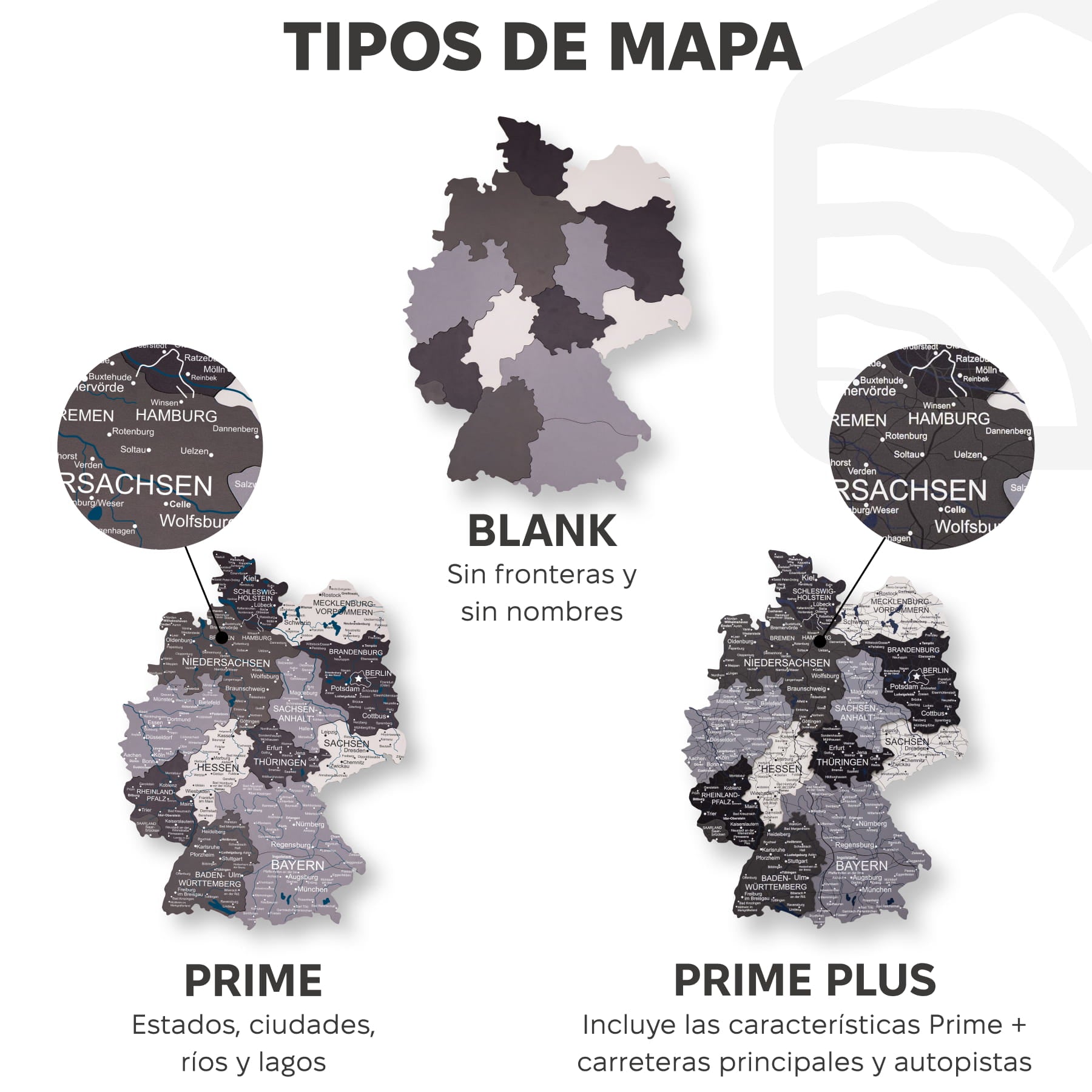 Mapa de Alemania Madera - Nordik