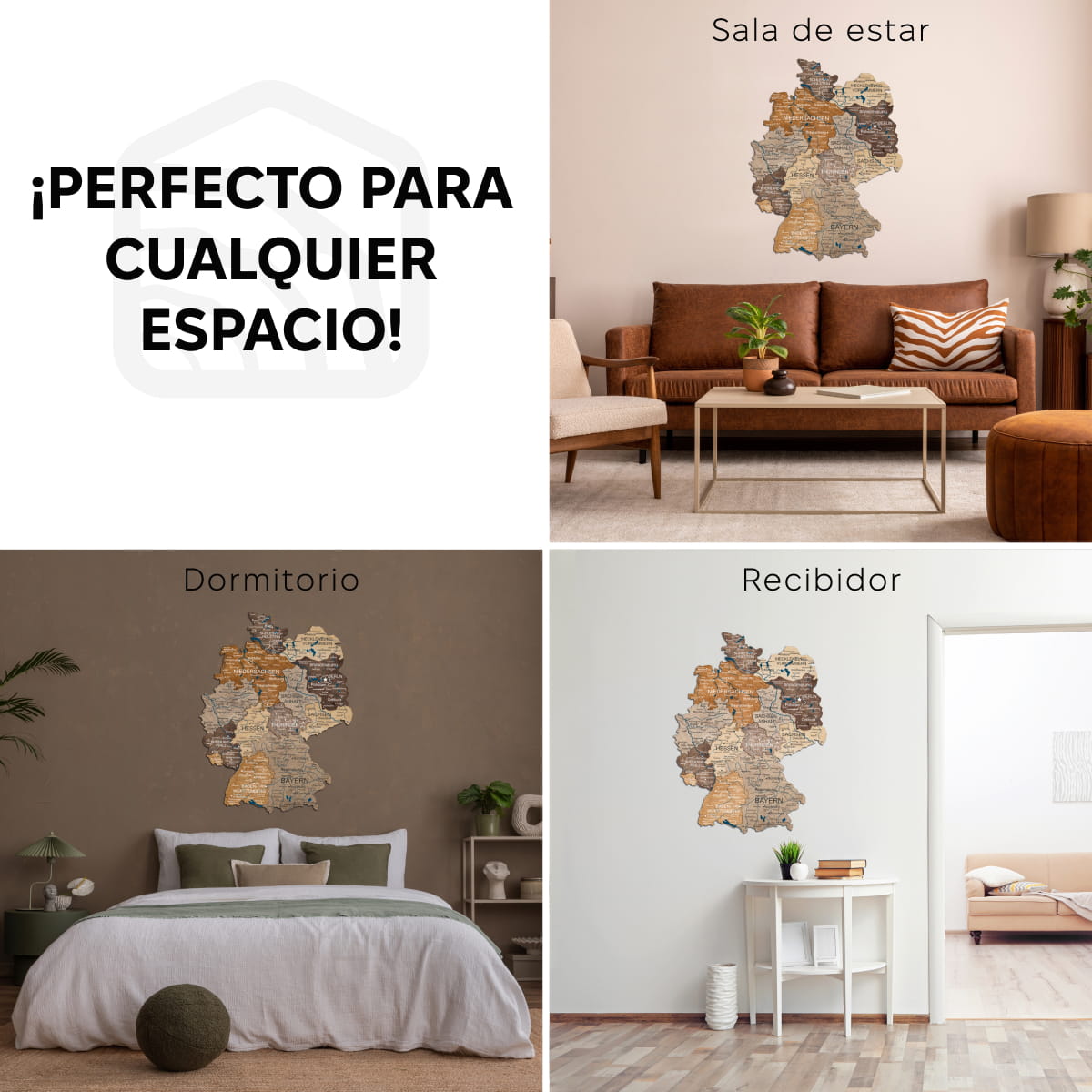 Mapa de Alemania Madera - Multicolor