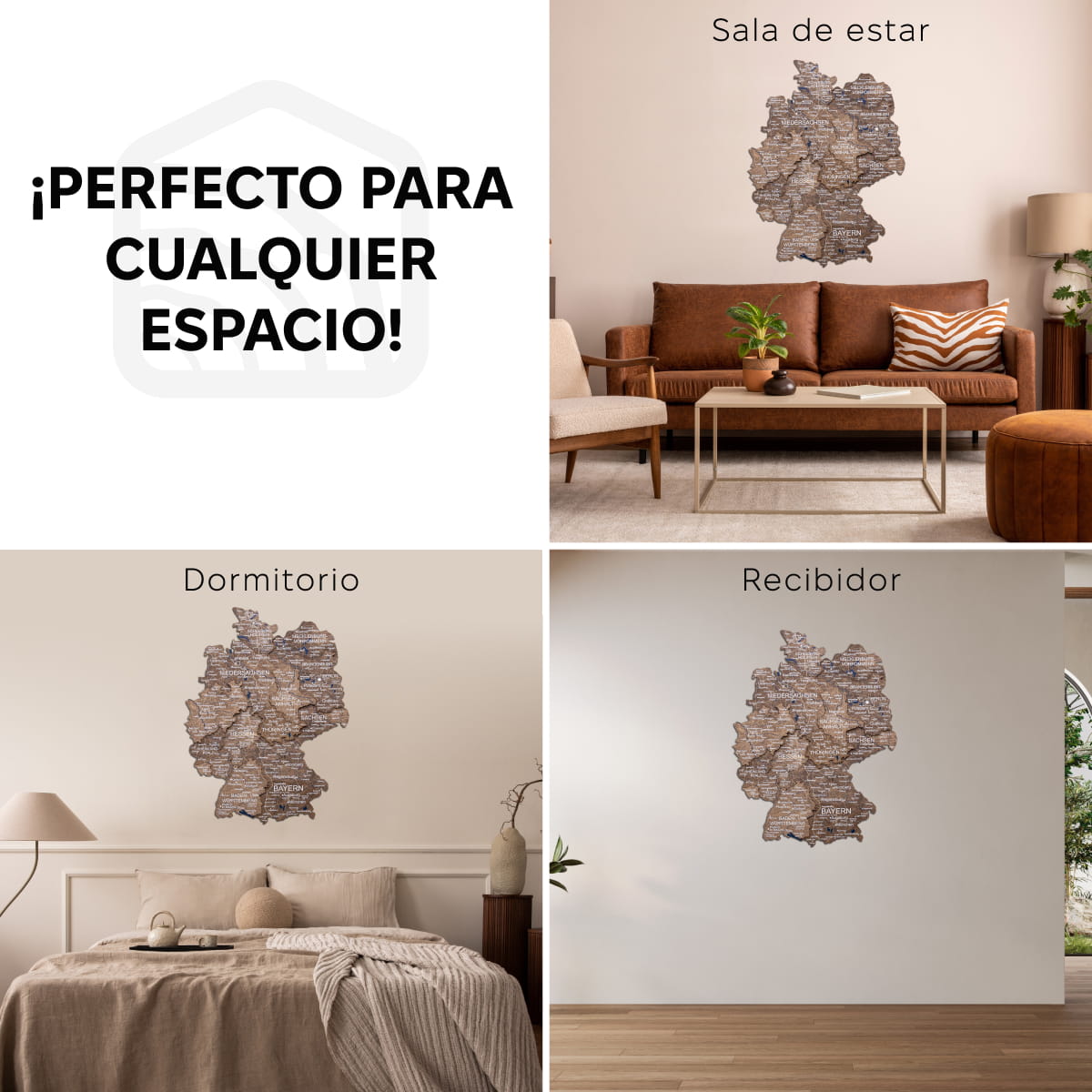 Mapa de Alemania Madera - Nogal Oscuro