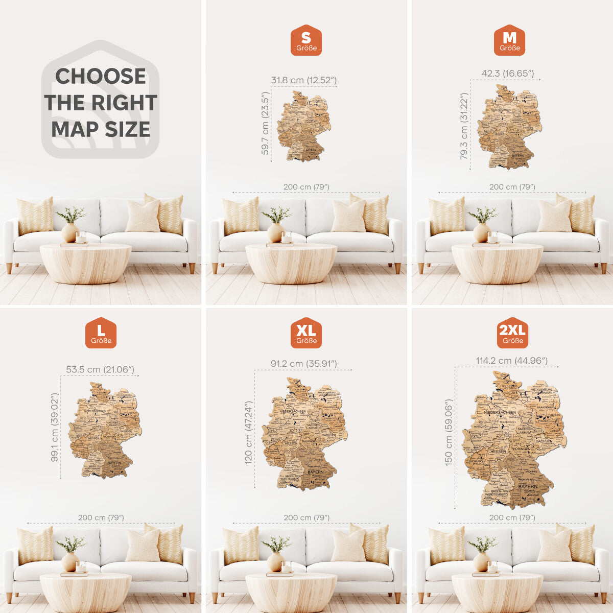 Mapa de Alemania Madera - Dorado