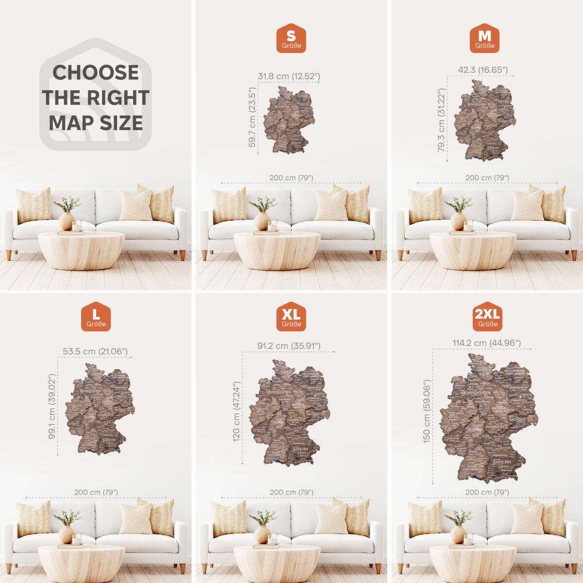 Mapa de Alemania Madera - Nogal Oscuro