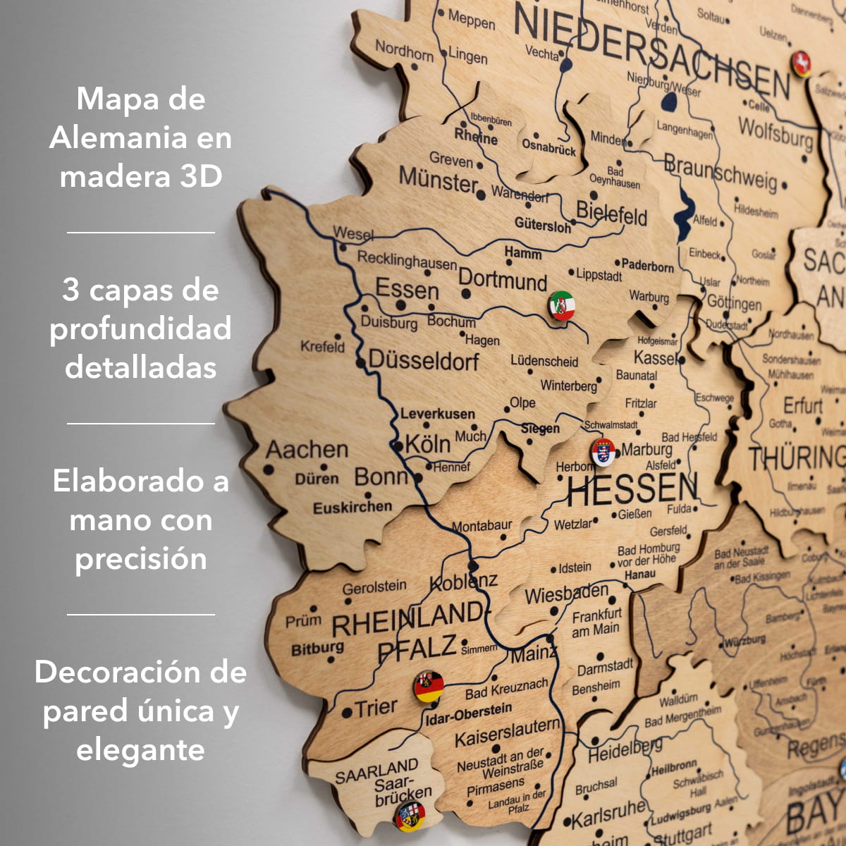 Mapa de Alemania Madera - Dorado