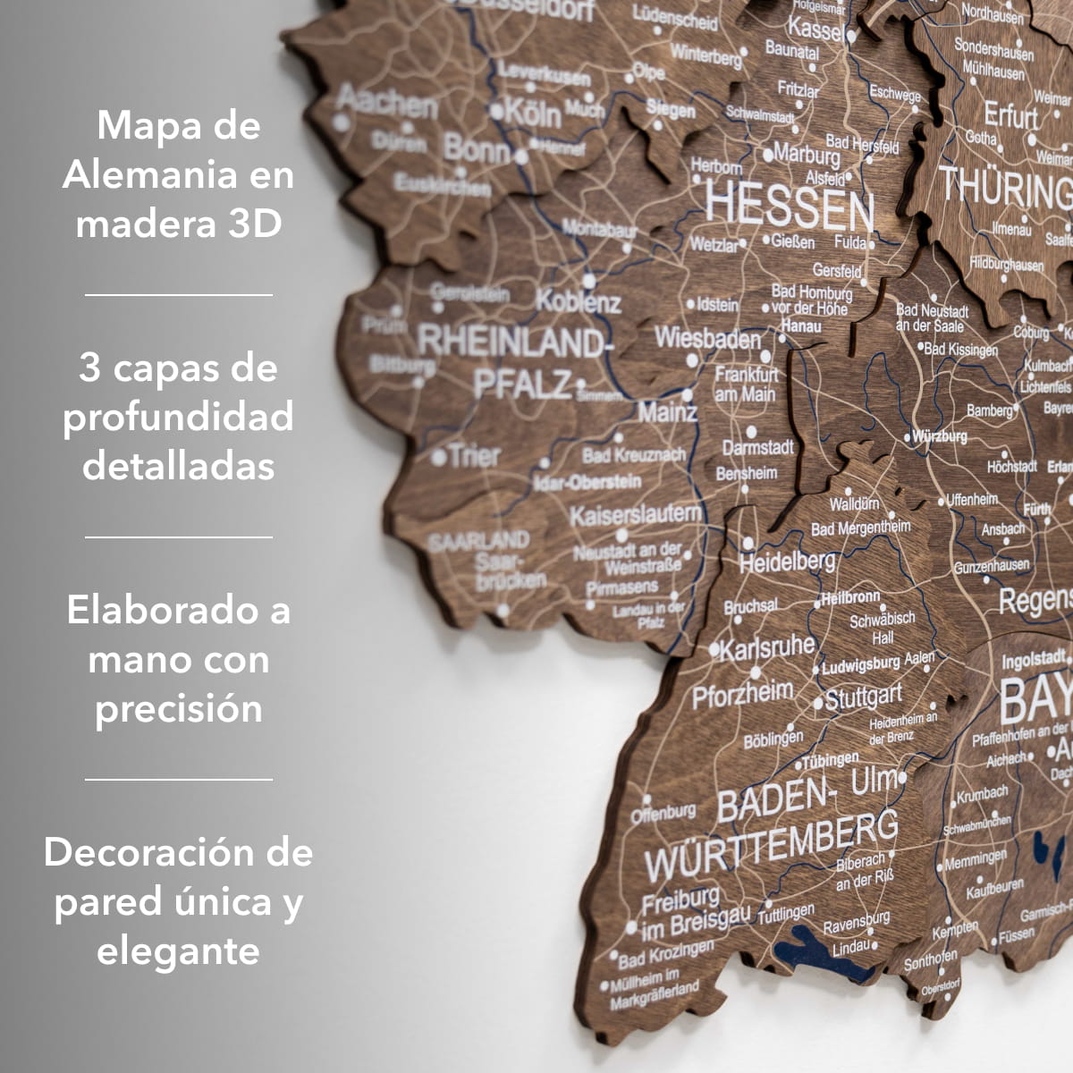 Mapa de Alemania Madera - Nogal Oscuro