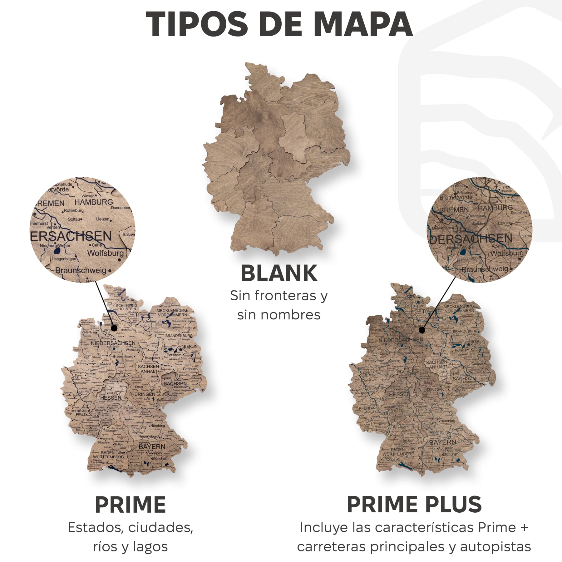 Mapa de Alemania Madera - Terra