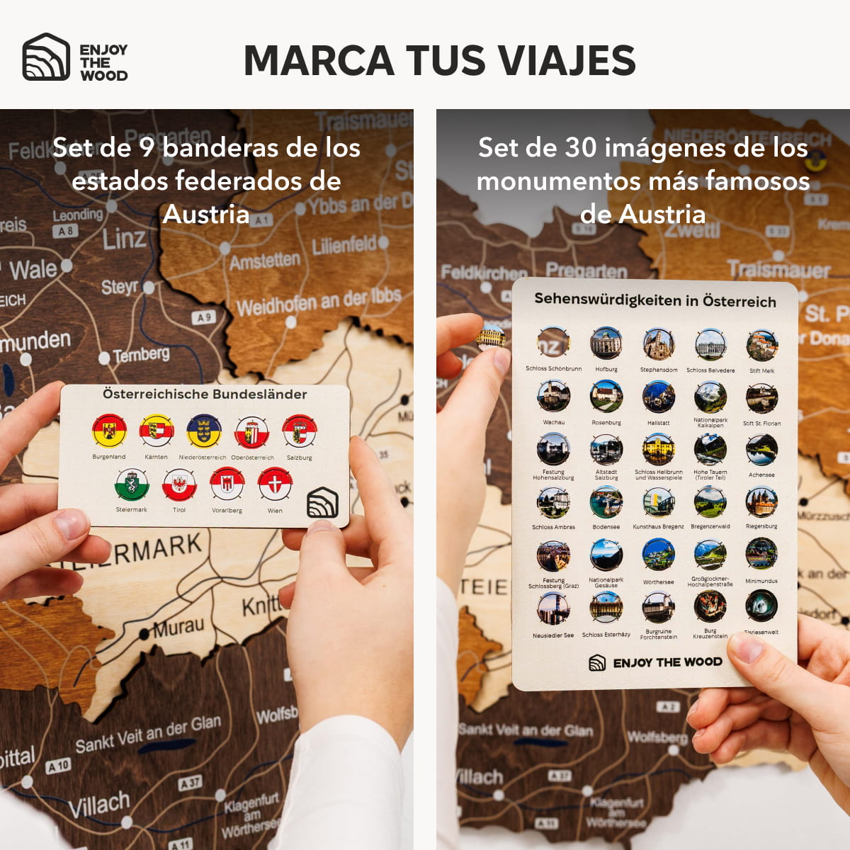 Mapa de Austria Madera - Multicolor