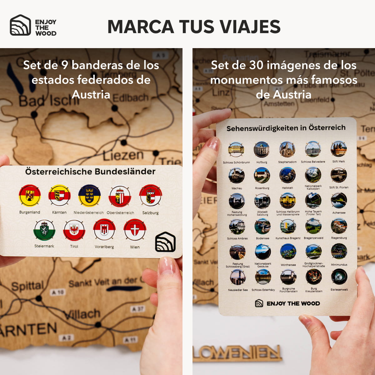 Mapa de Austria Madera - Dorado