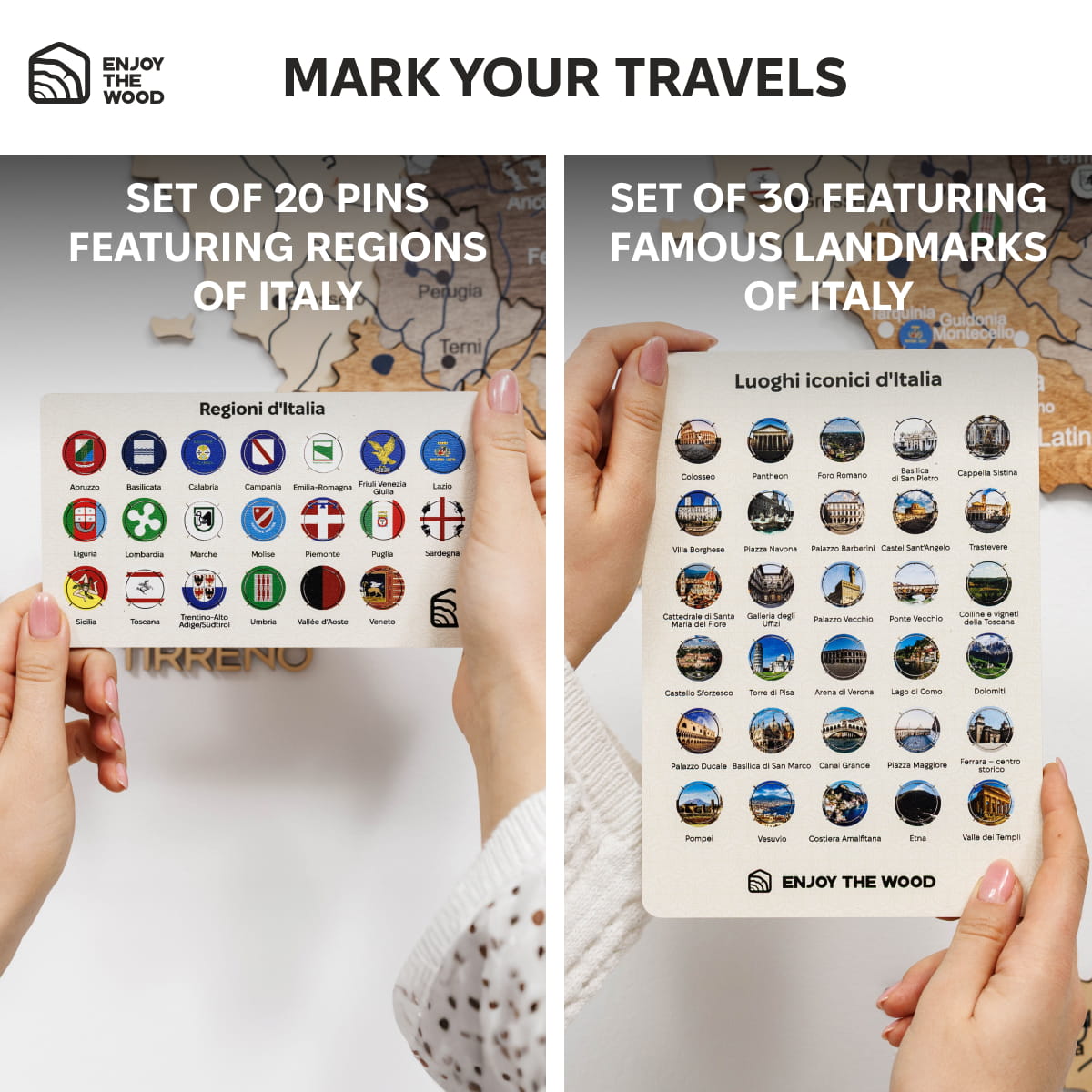 Mapa de Italia Madera - Multicolor