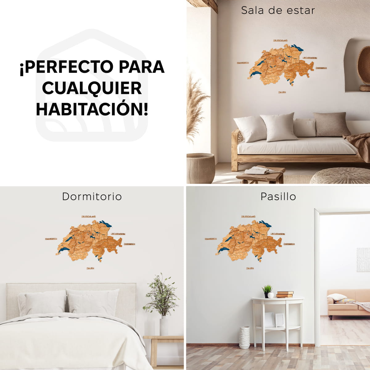 Mapa de Suiza Madera – Oak