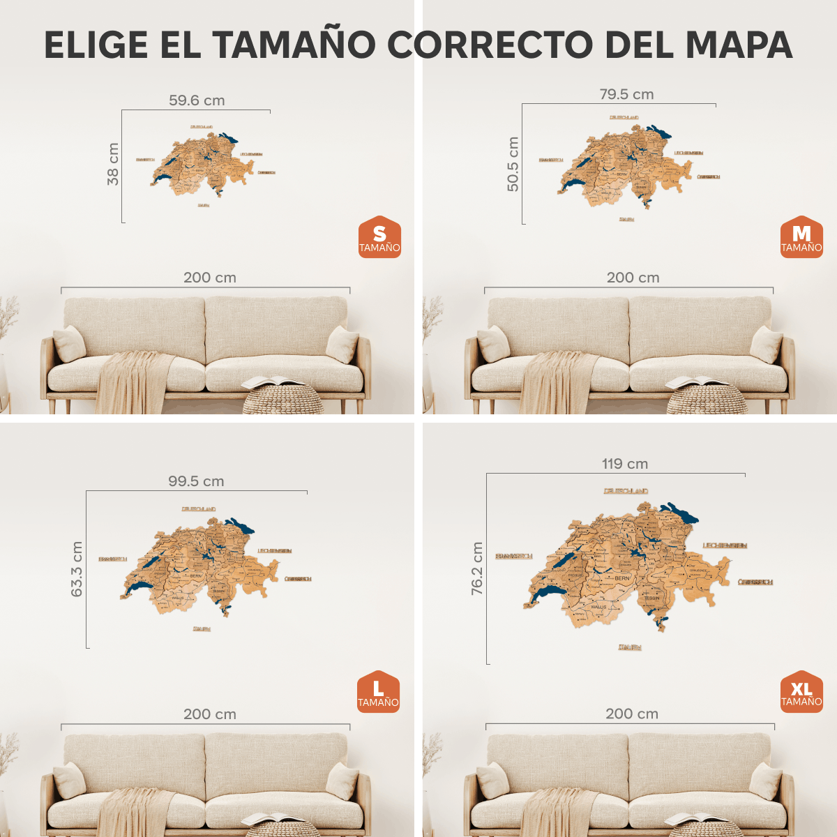 Mapa de Suiza Madera – Gold