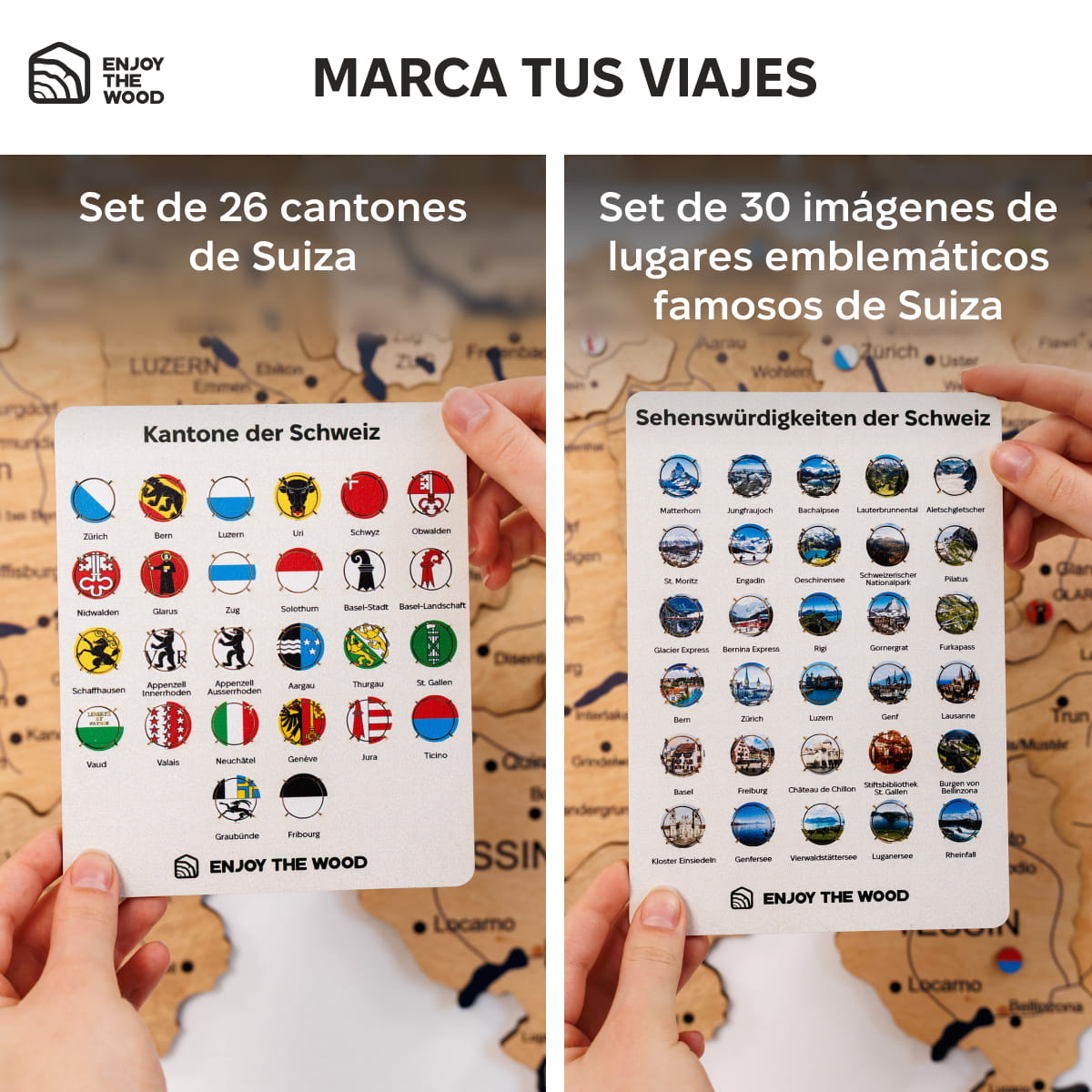Mapa de Suiza Madera – Gold
