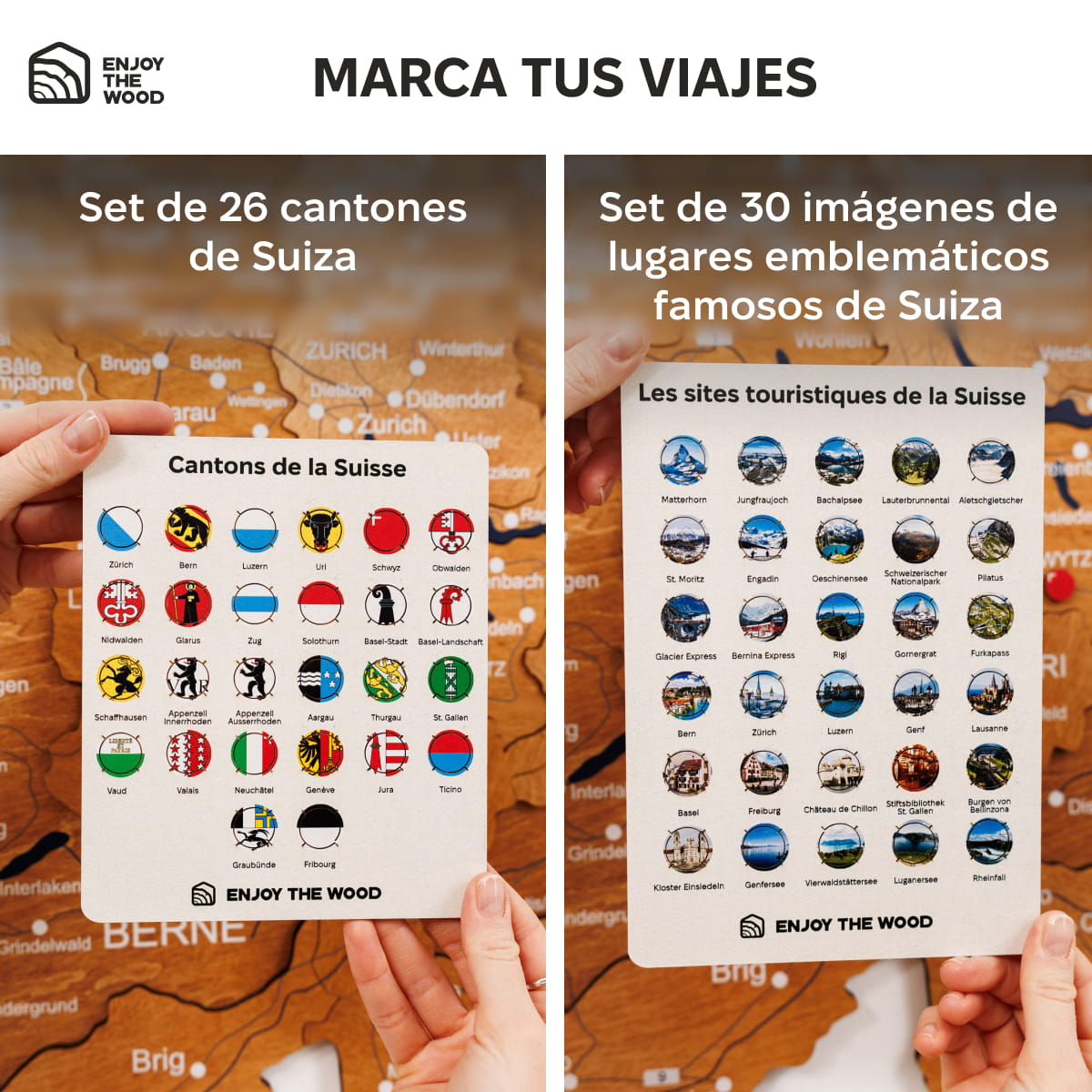 Mapa de Suiza Madera – Oak