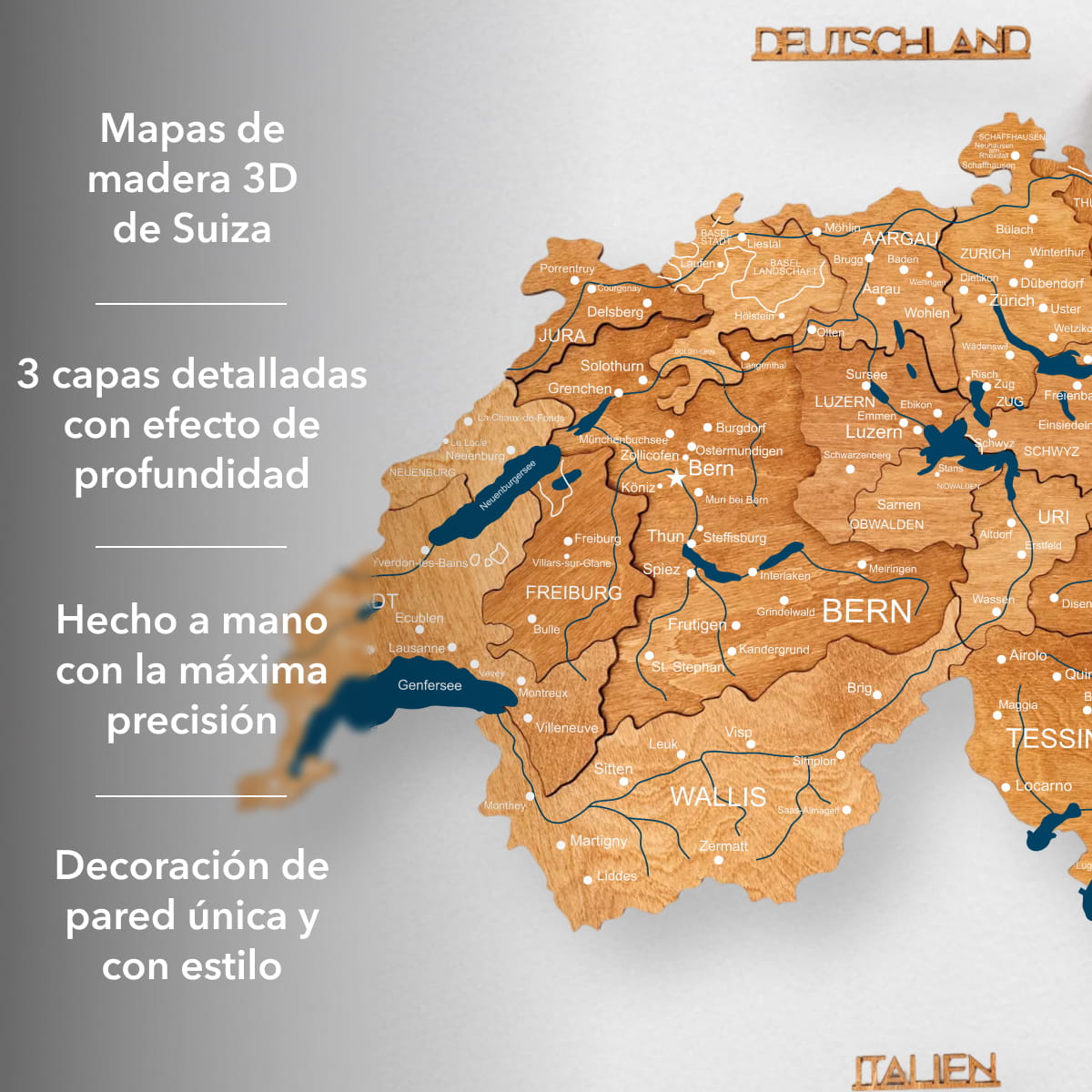 Mapa de Suiza Madera – Oak
