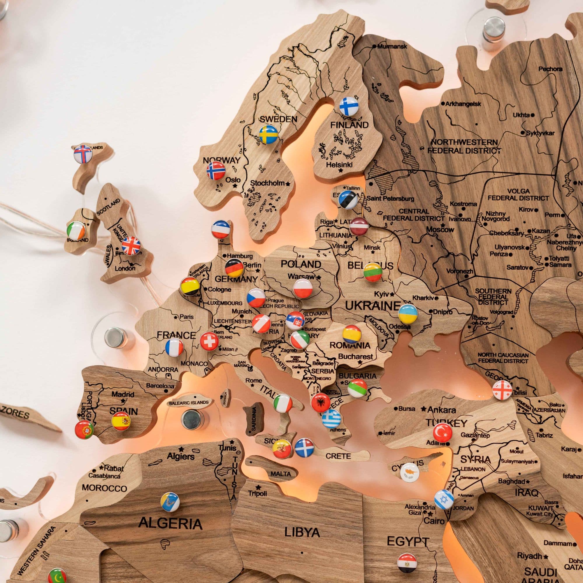 walnut wooden world map