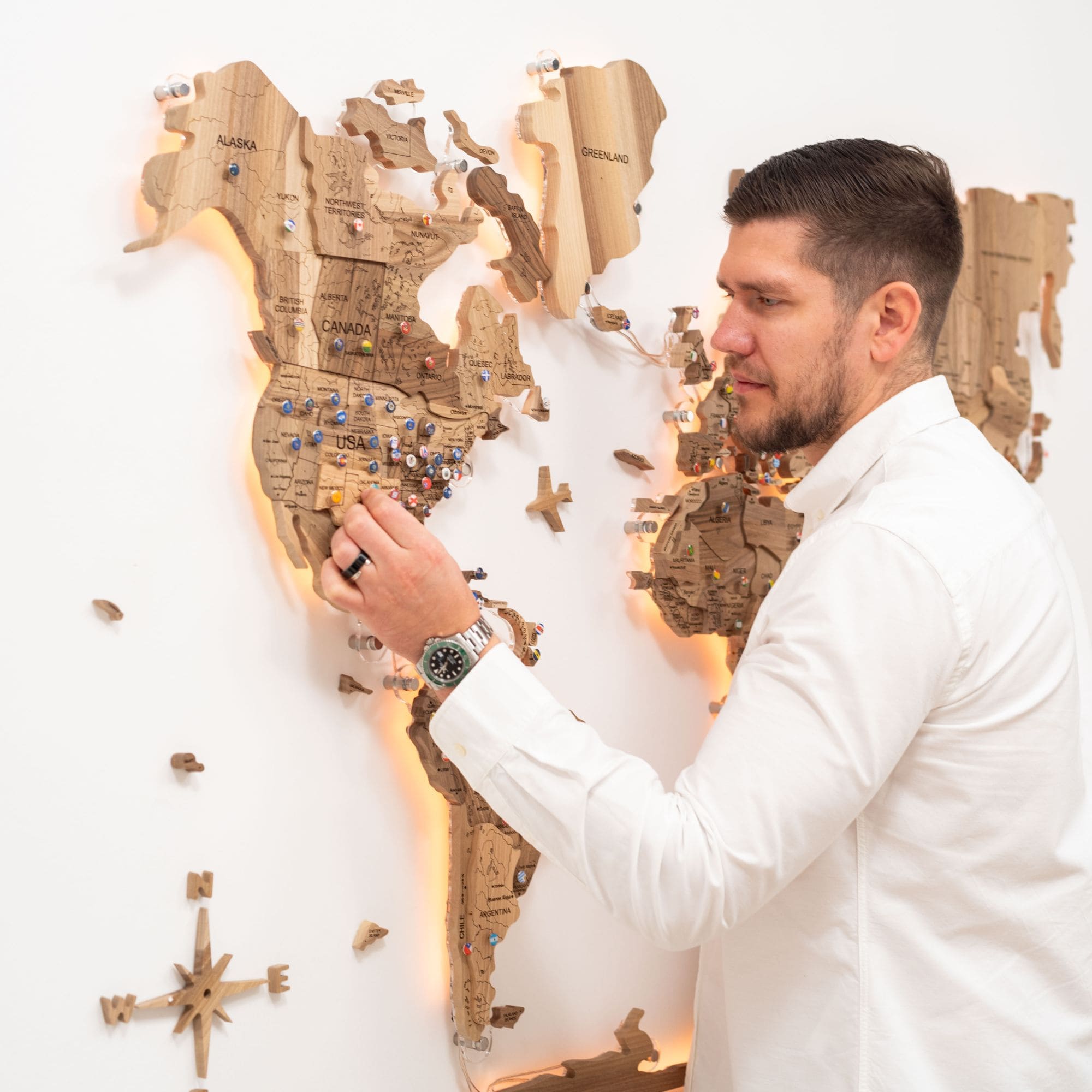 wooden map of the world for wall