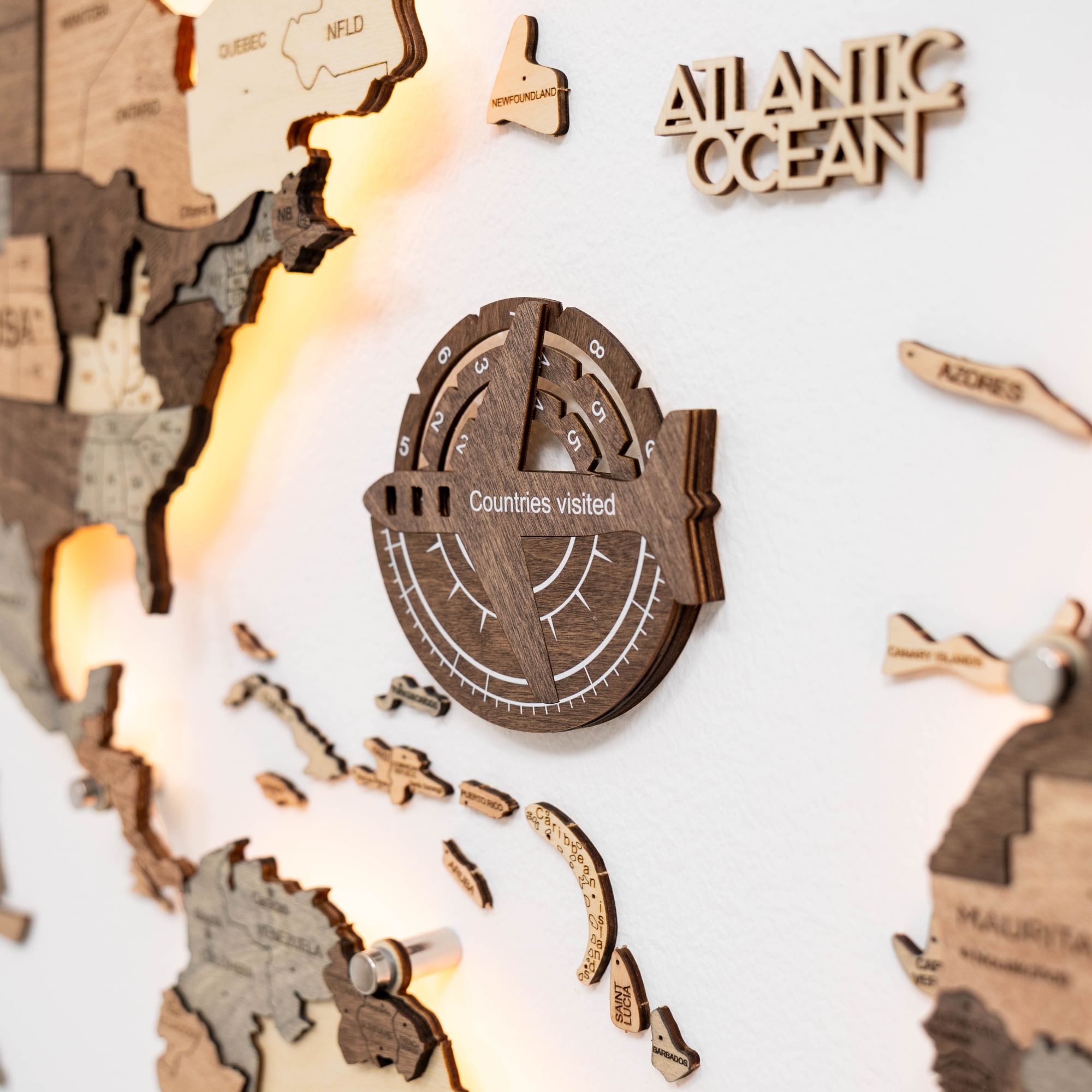 wooden map dark stain