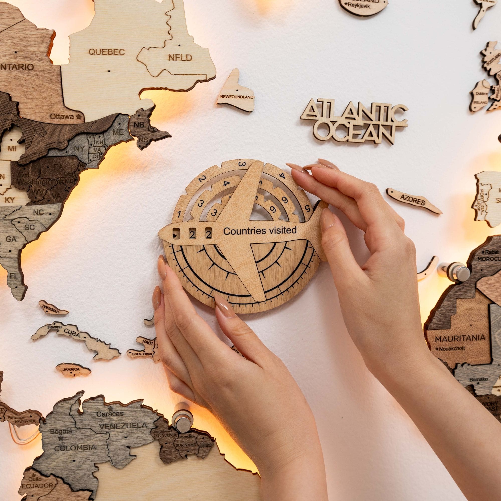 luxury wooden world map