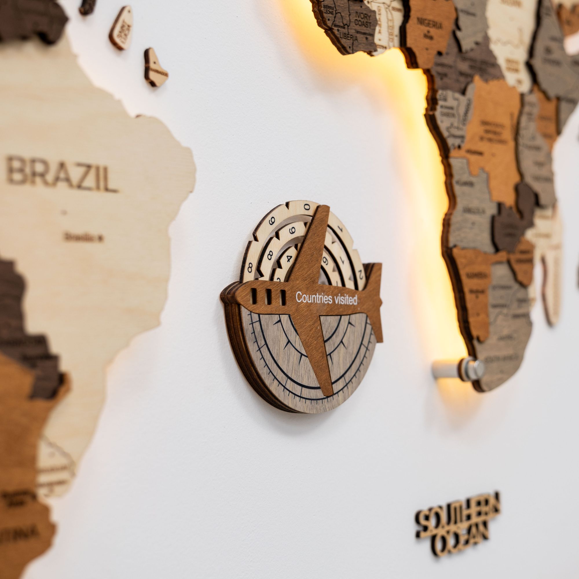 vibrant wood wall map