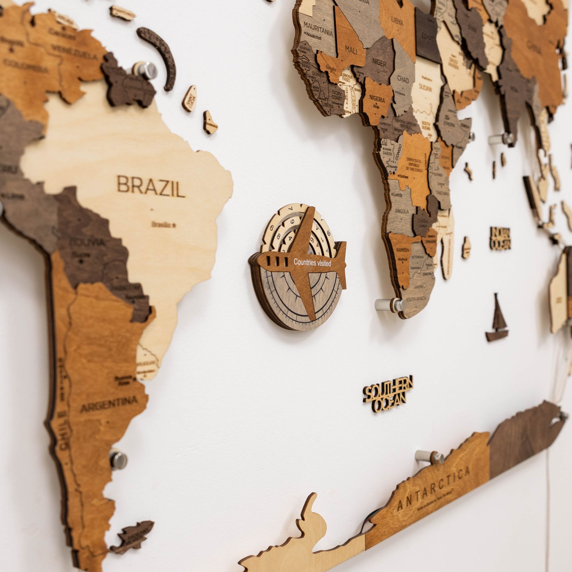 oak plywood world map
