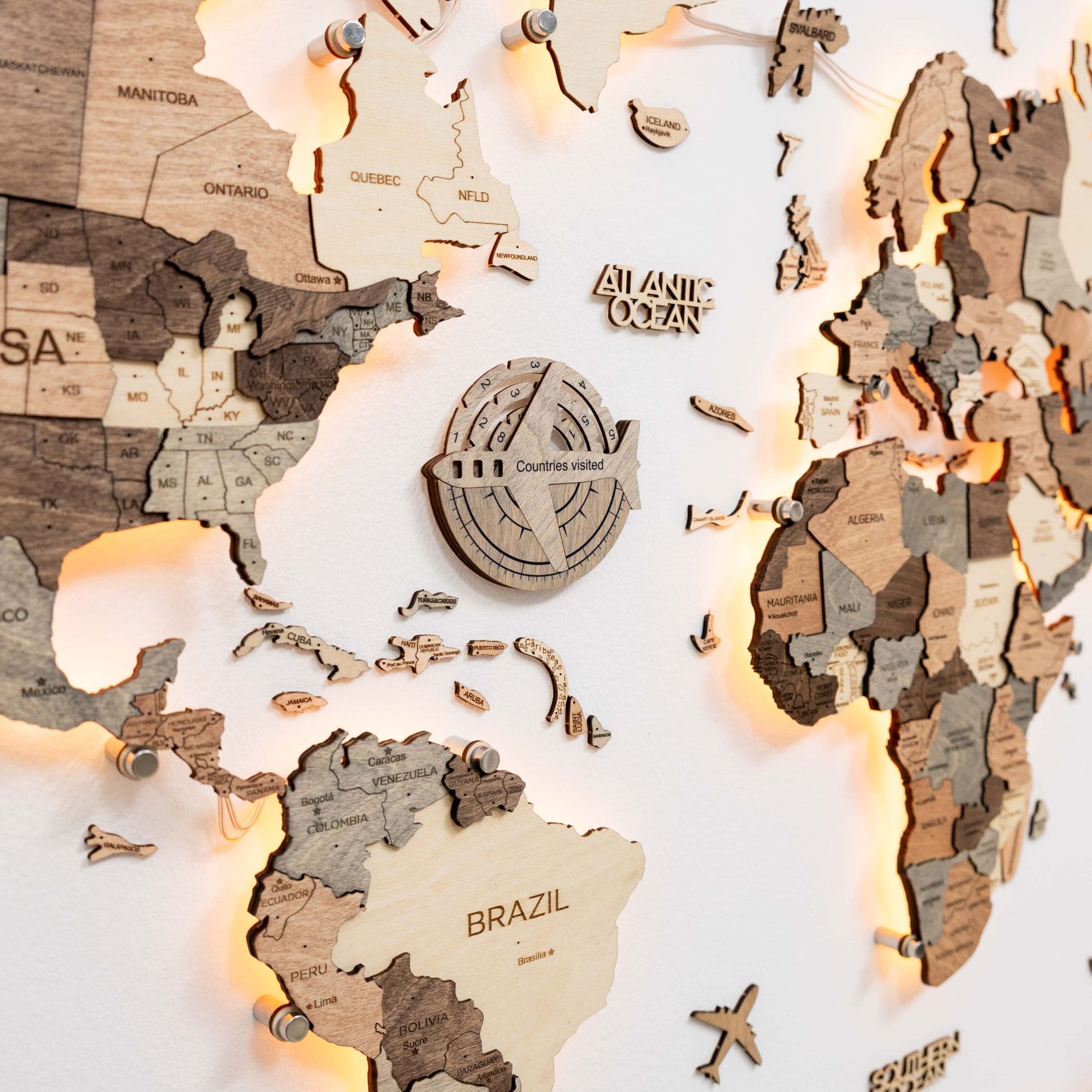 terra wooden world map
