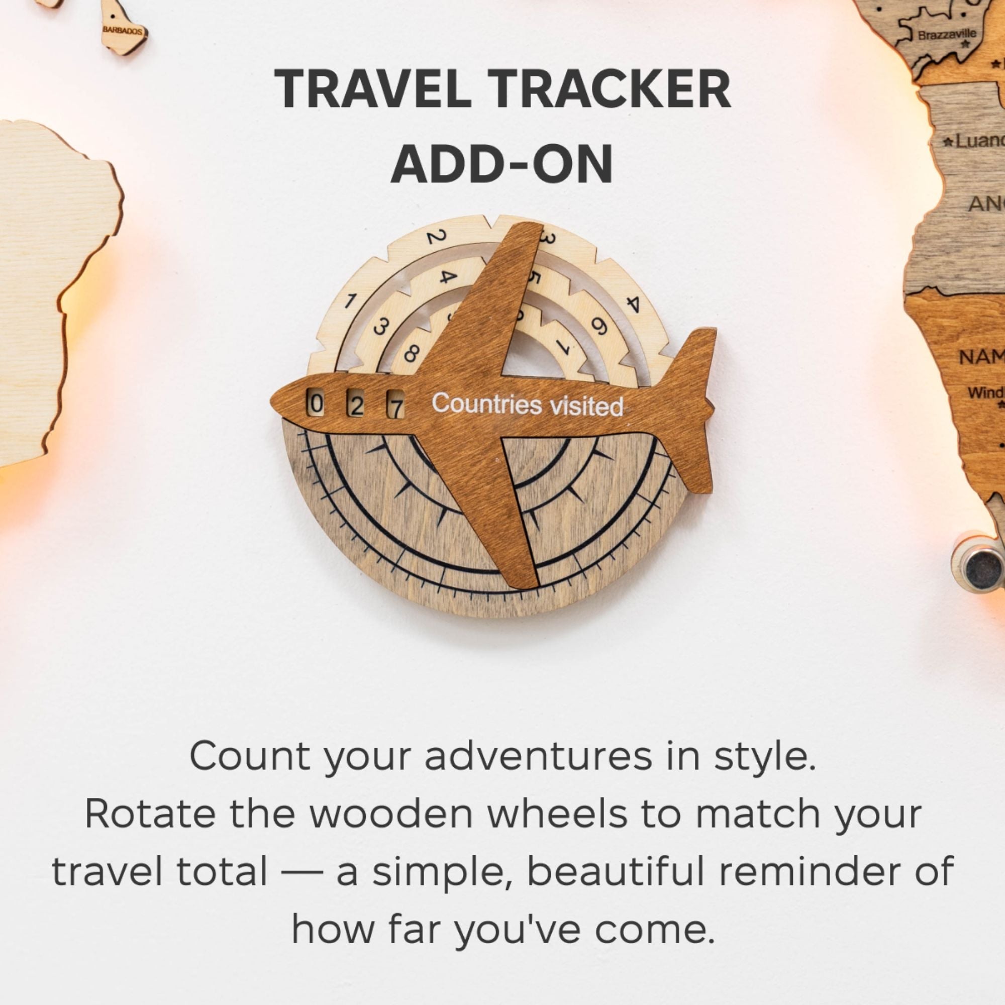 Travel Tracker Mapa Mundi de Madera 3D