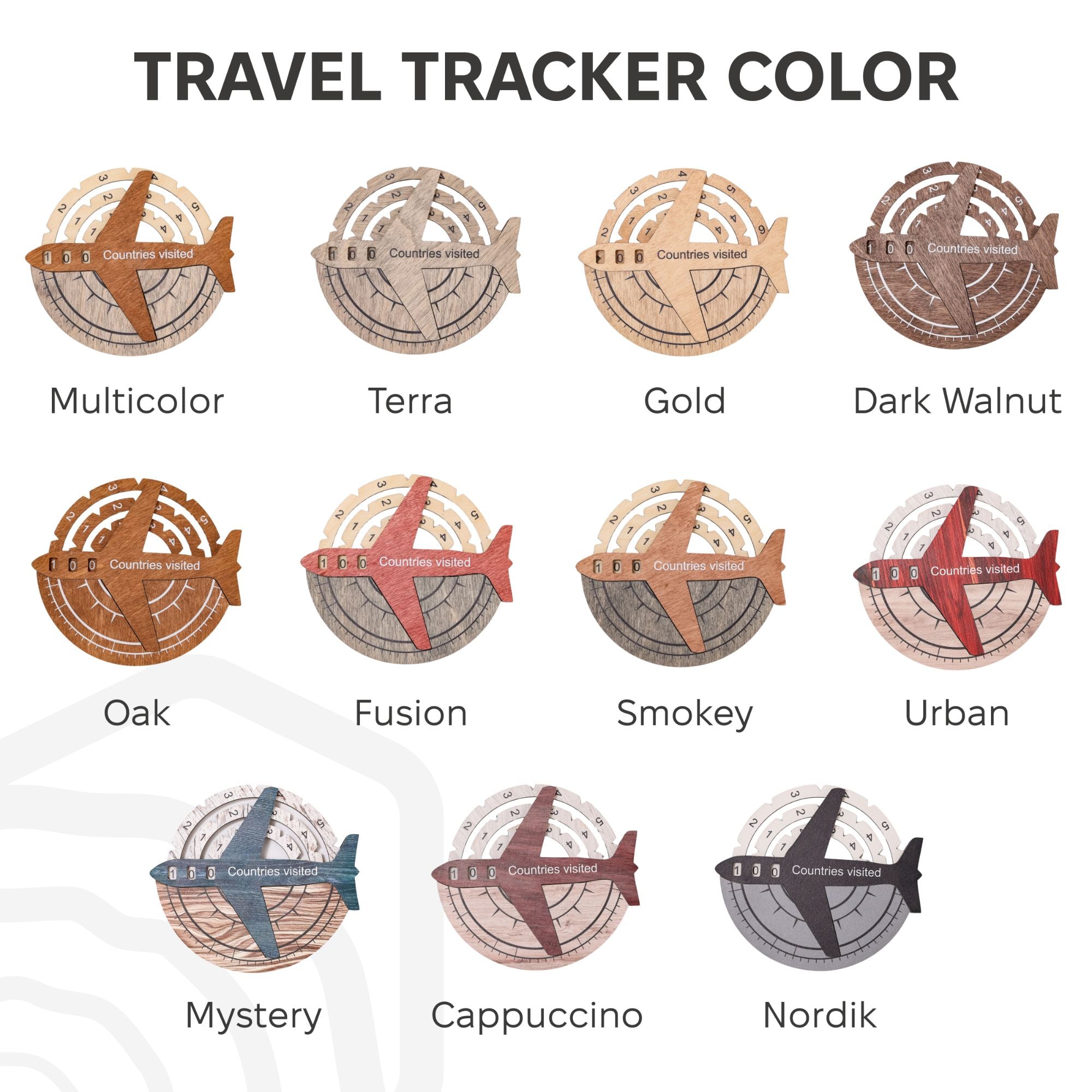Travel Tracker Mapa Mundi de Madera 3D