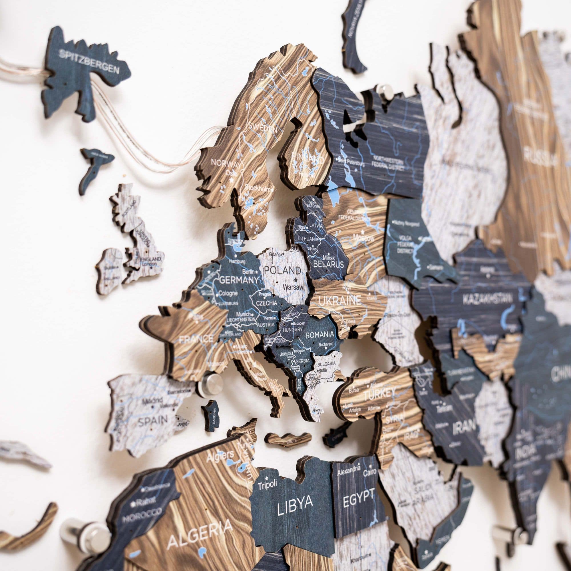 3D LED / LUMINOUS Wooden World Map 3.0 Mystery