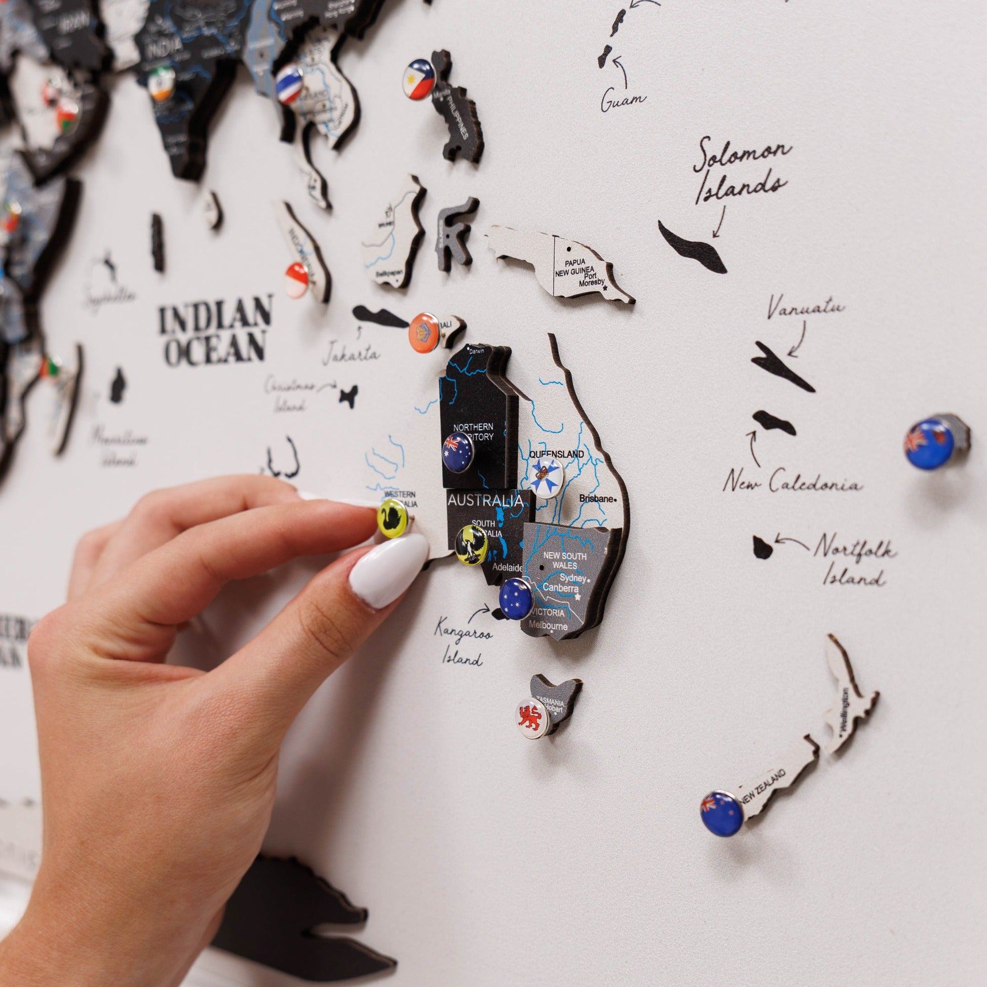 Mapamundi 3D de Madera Un Solo Panel Nordik