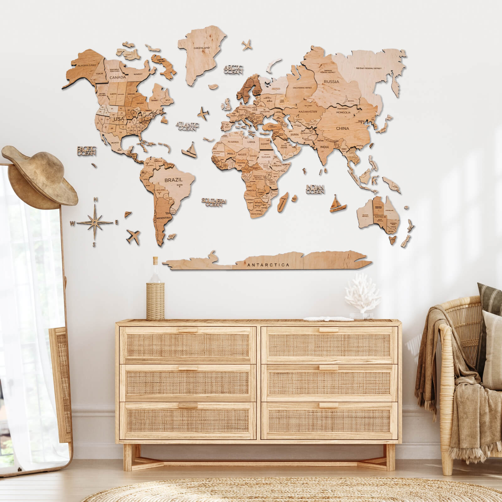 Mapa mundi de madera