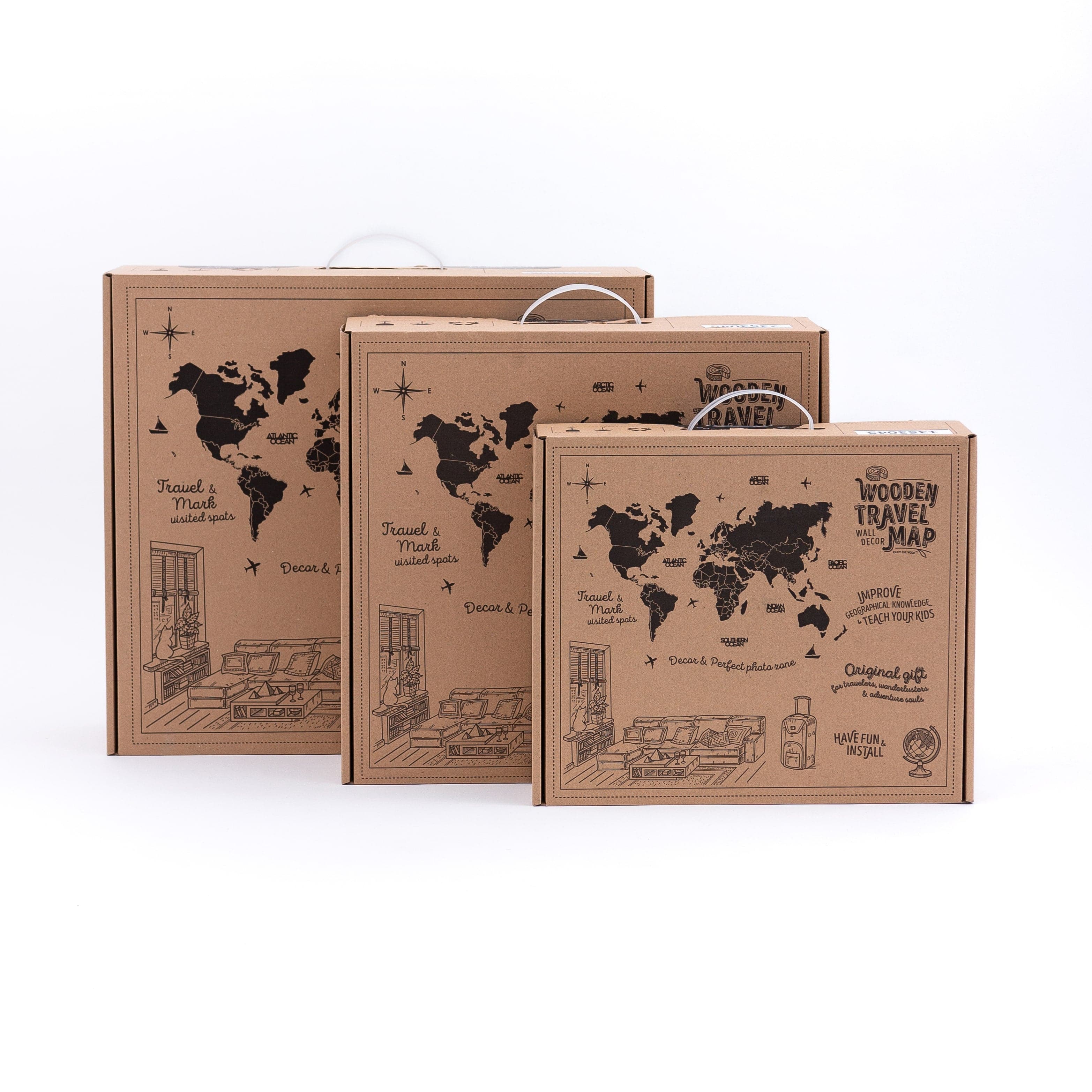 Mapa mundi de madera clara