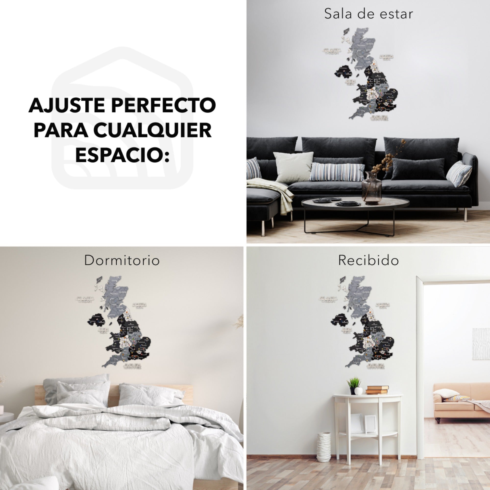 Mapa de Madera 3D del Reino Unido – Nórdico