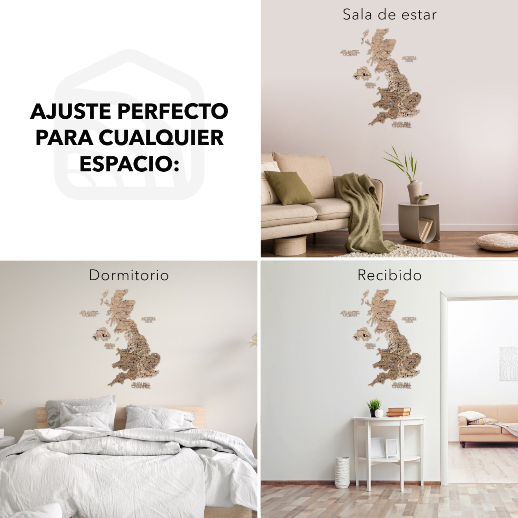 Mapa de Madera 3D del Reino Unido – Terra