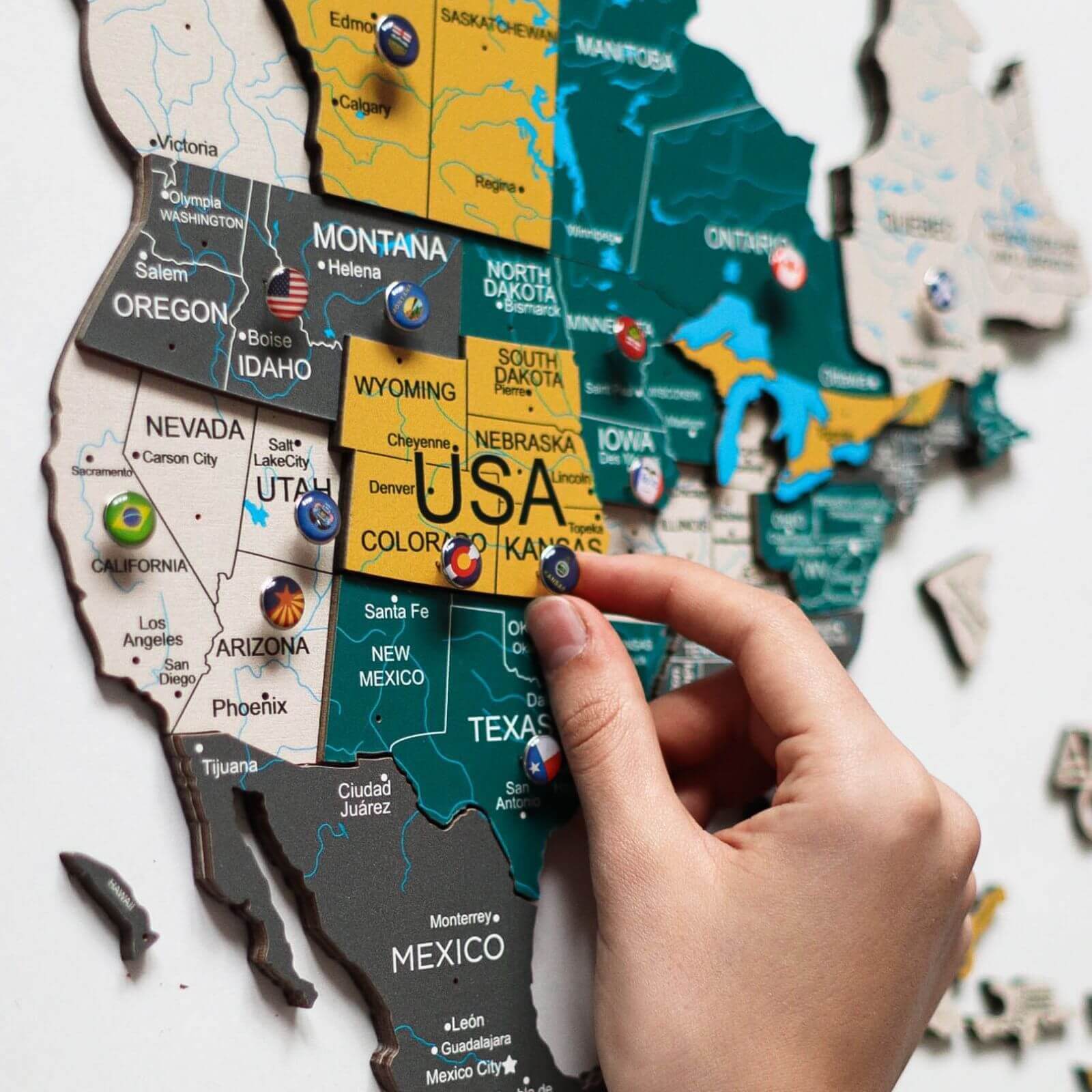 Mapa 3D países en pared