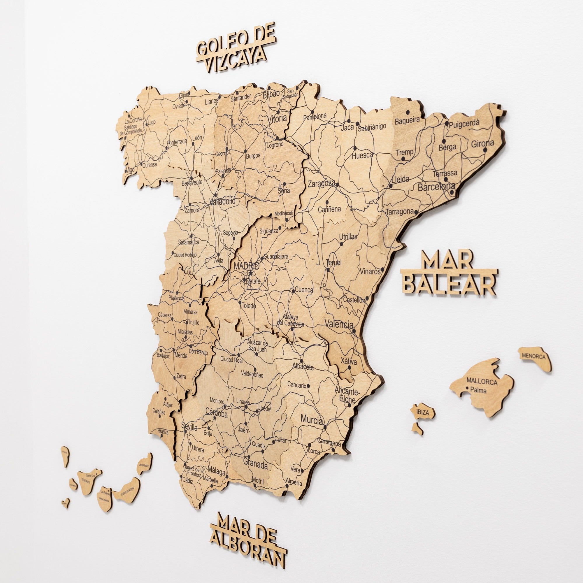 Mapa de España Madera - Dorado