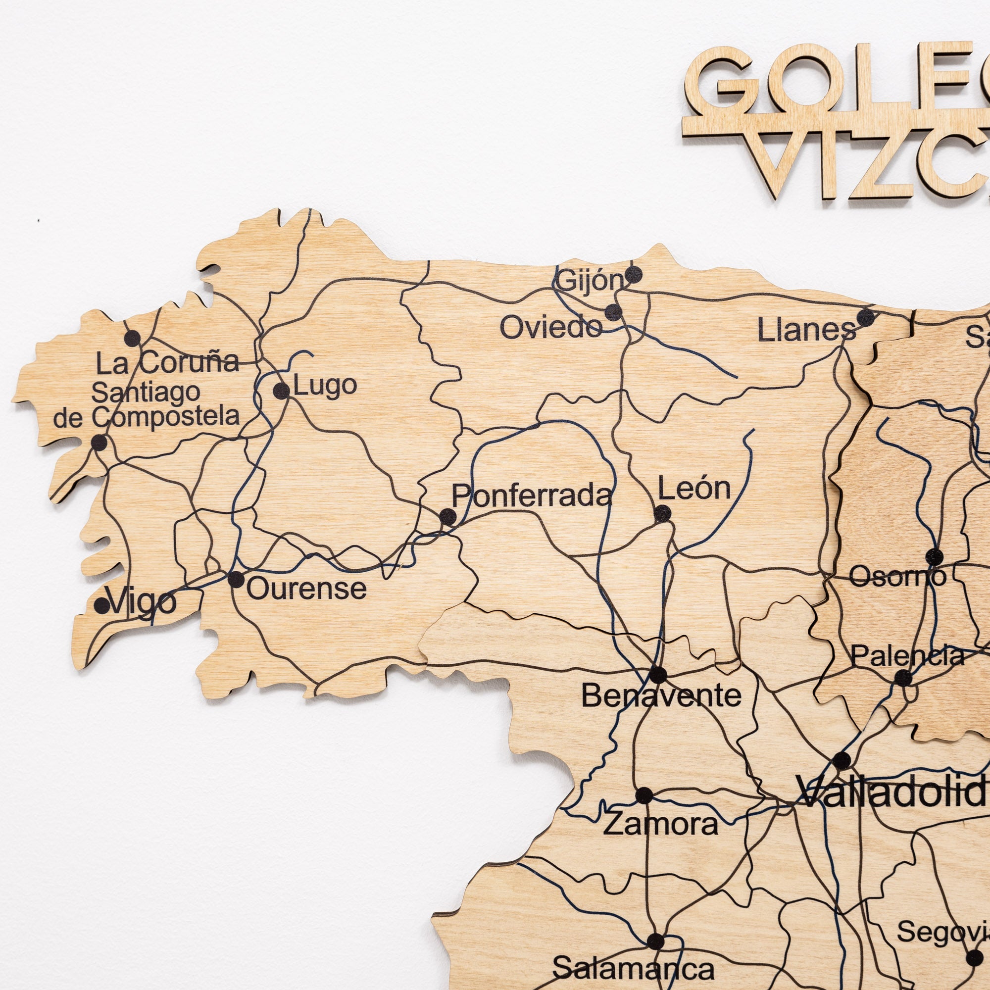 Mapa de España Madera - Dorado