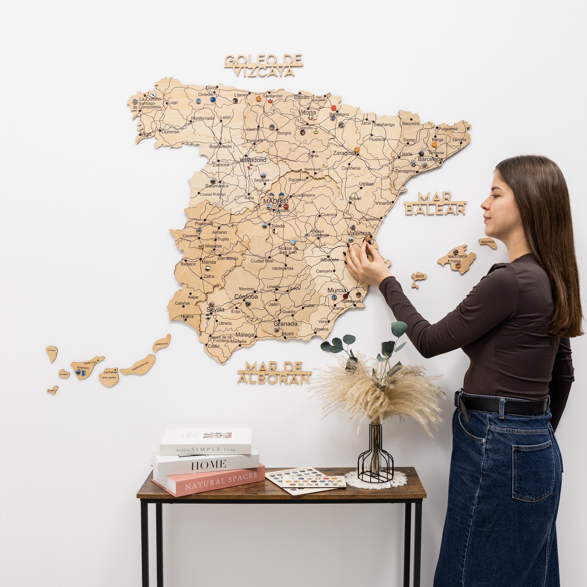Mapa de España Madera - Dorado