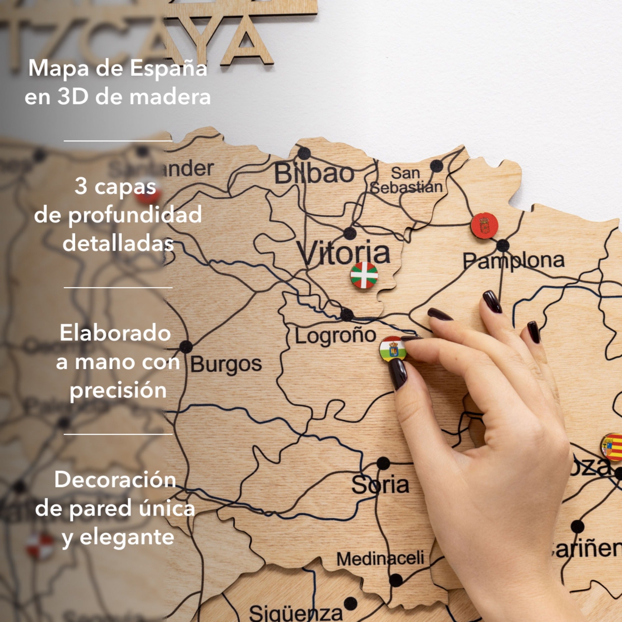 Mapa de España Madera - Dorado