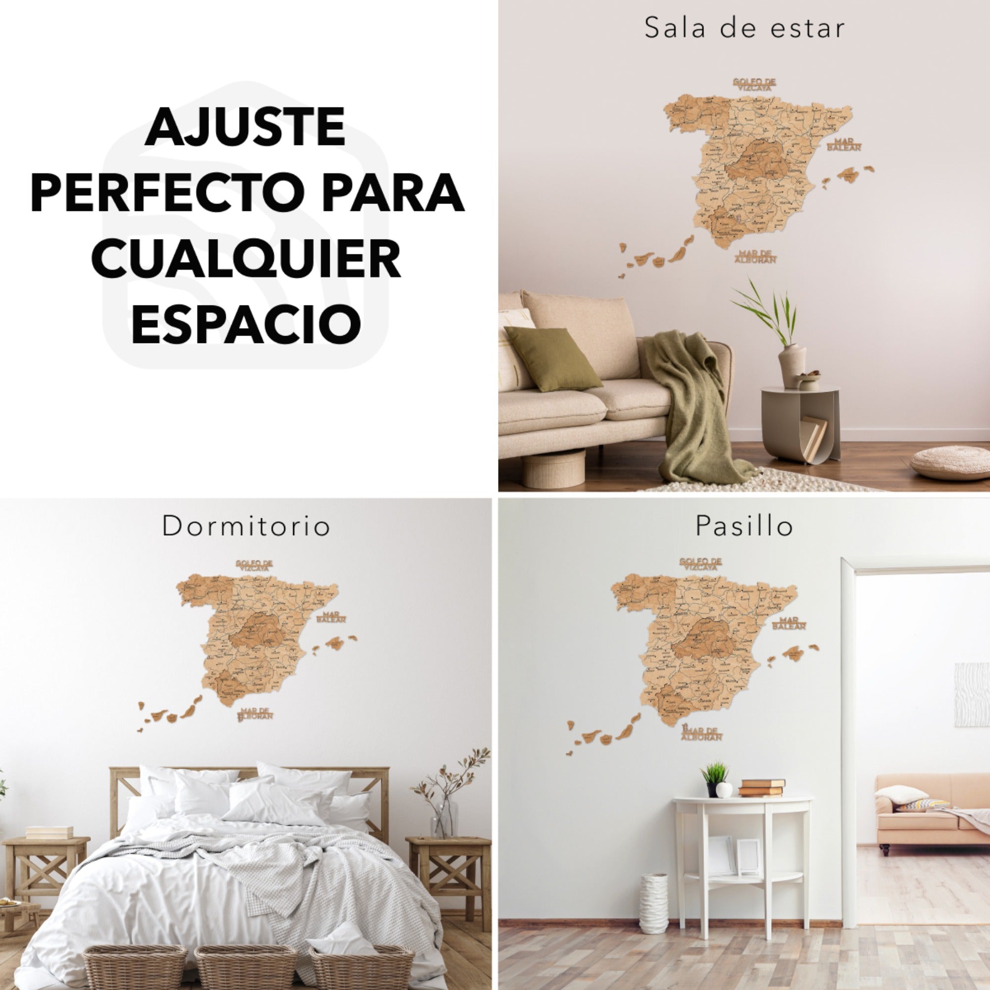 Mapa de España Madera - Dorado