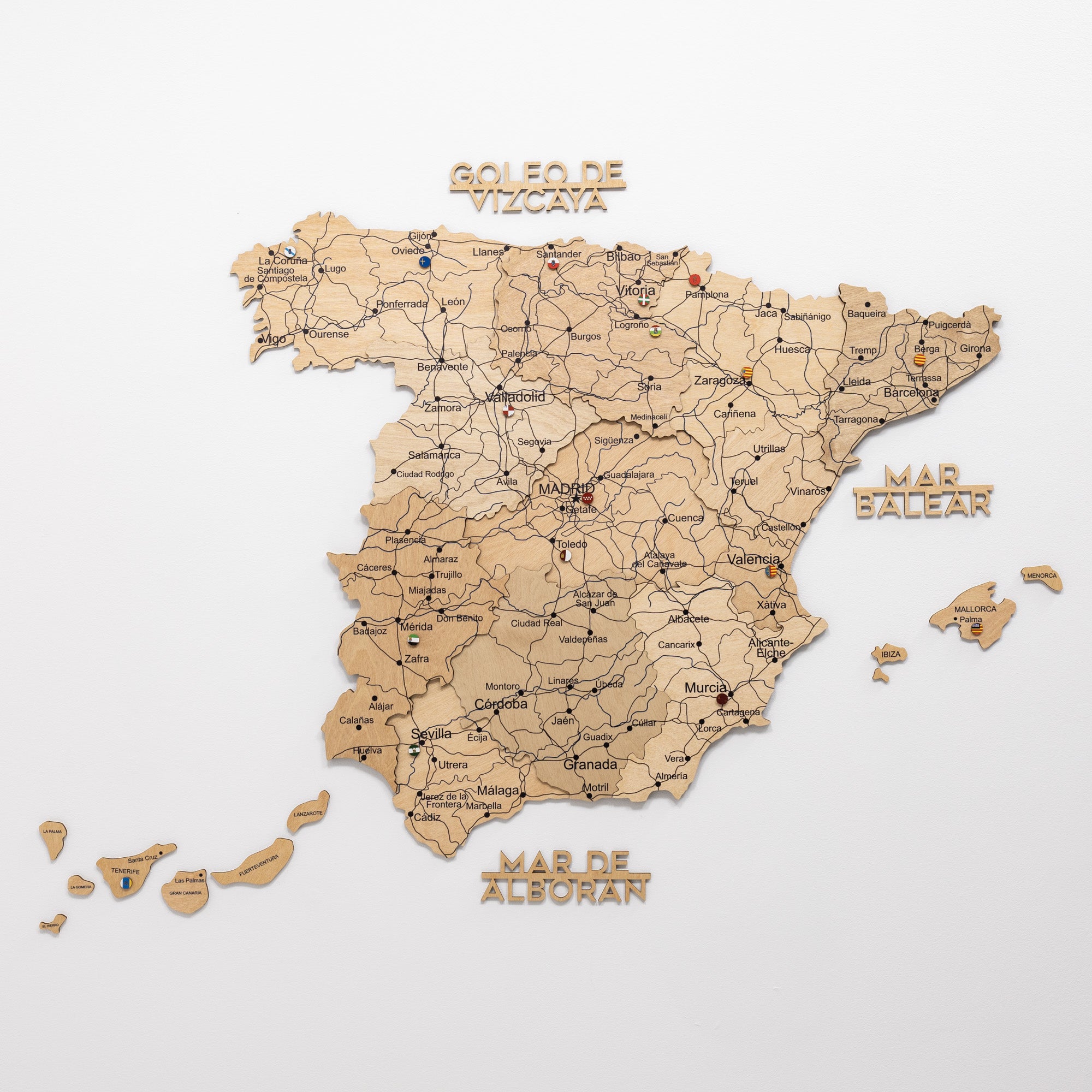 Mapa de España Madera - Dorado