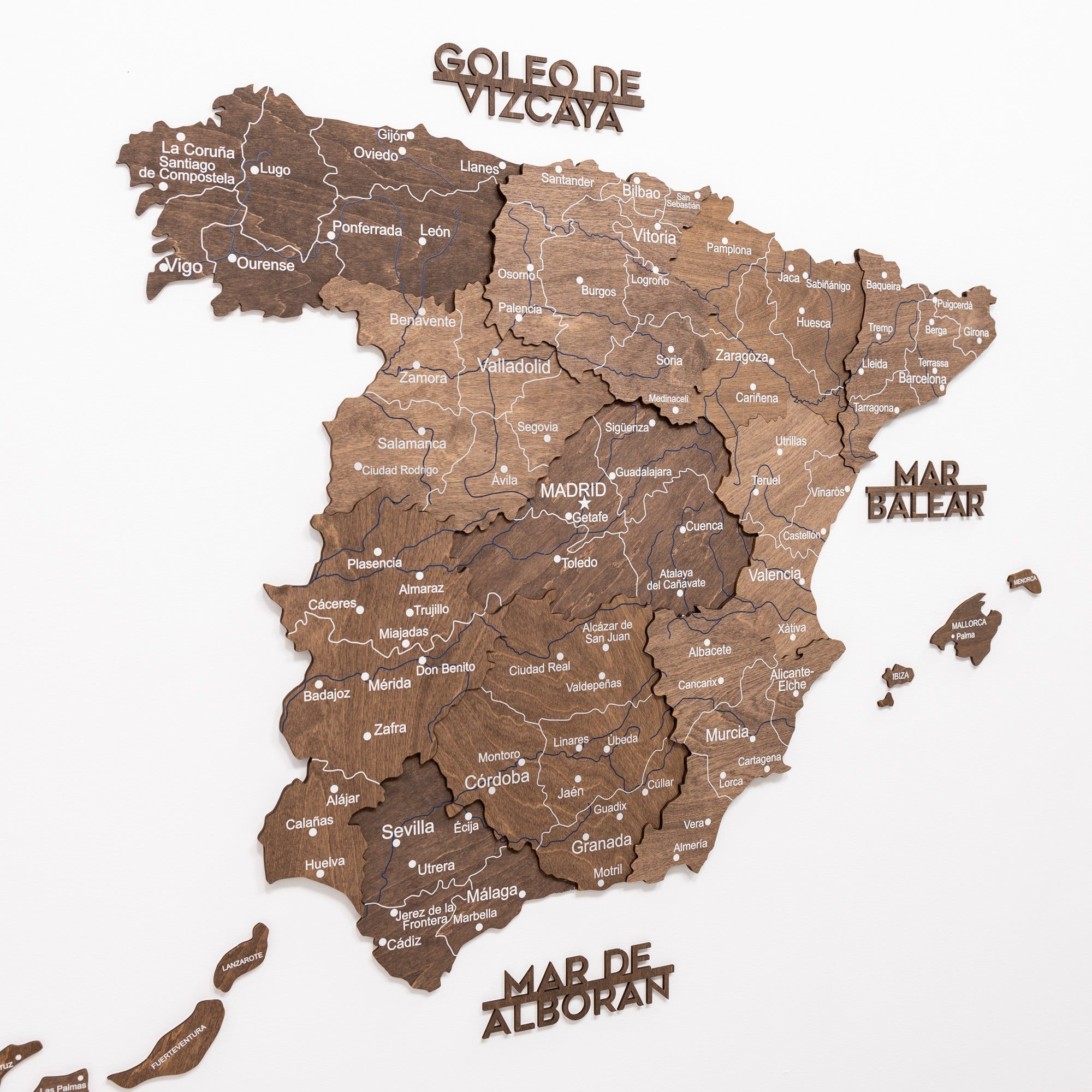 Mapa de España Madera - Nogal Oscuro