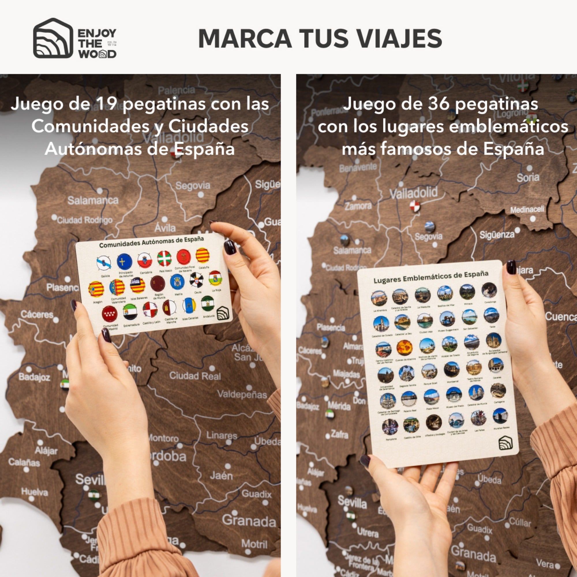 Mapa de España Madera - Nogal Oscuro