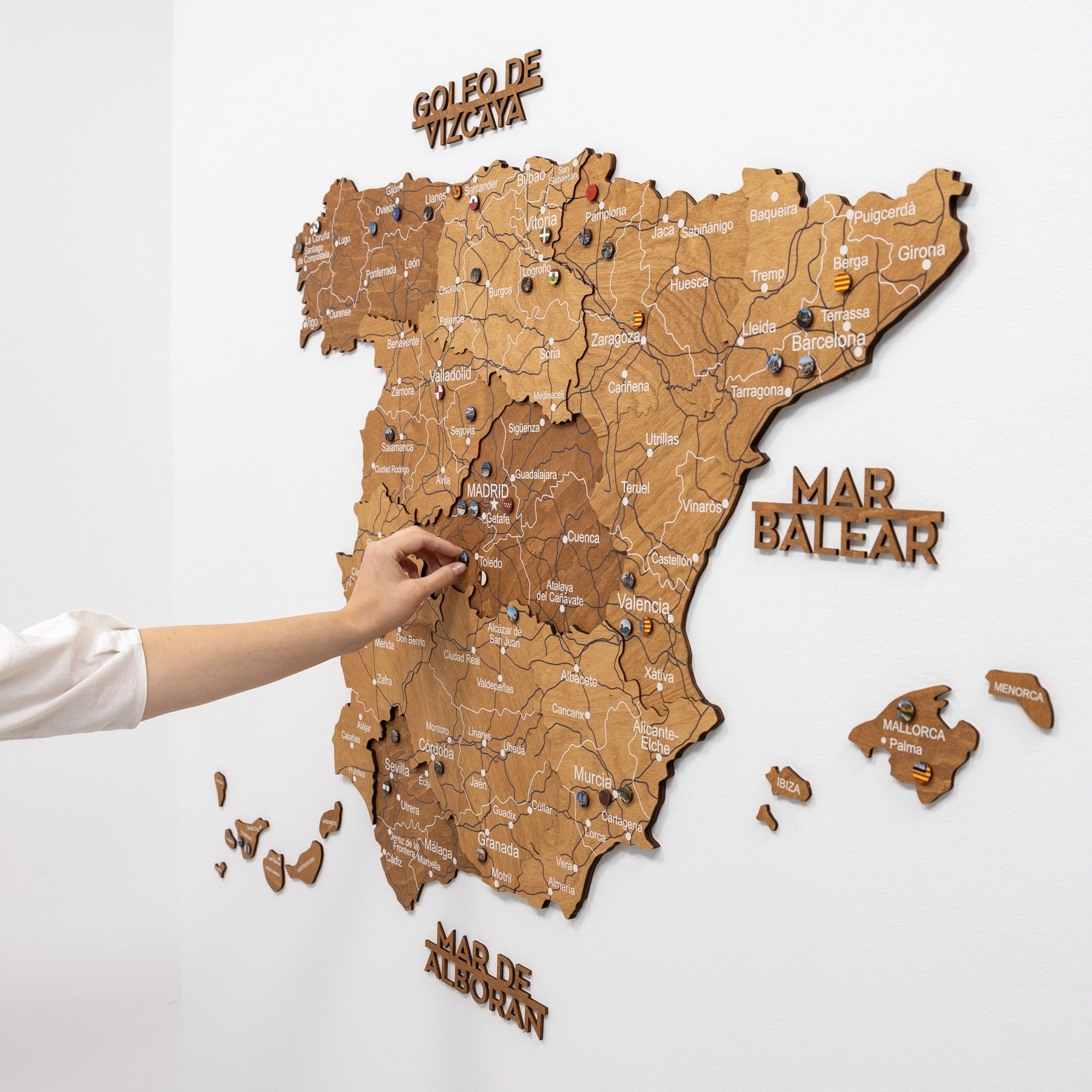 Mapa de España Madera - Roble Natural
