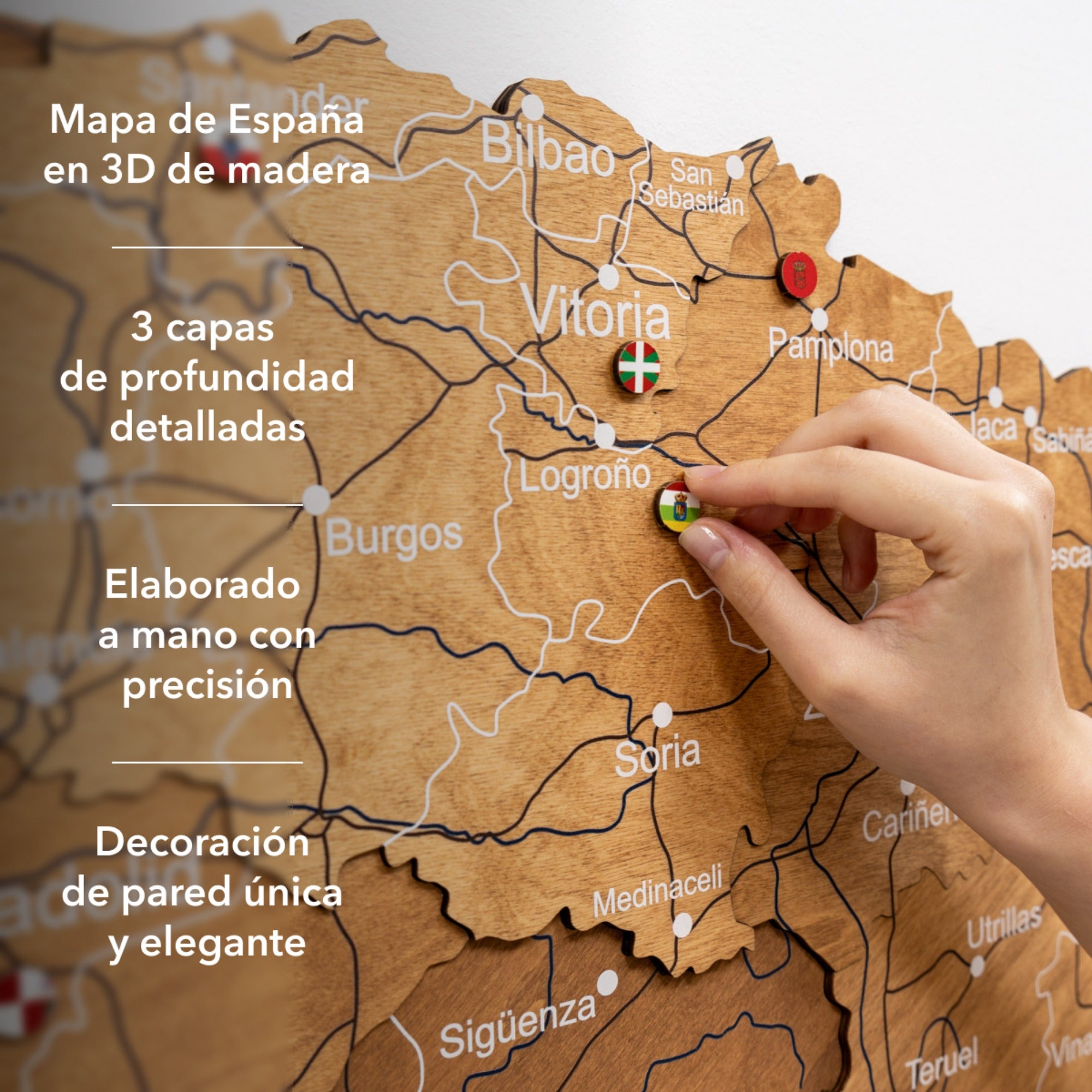 Mapa de España Madera - Roble Natural