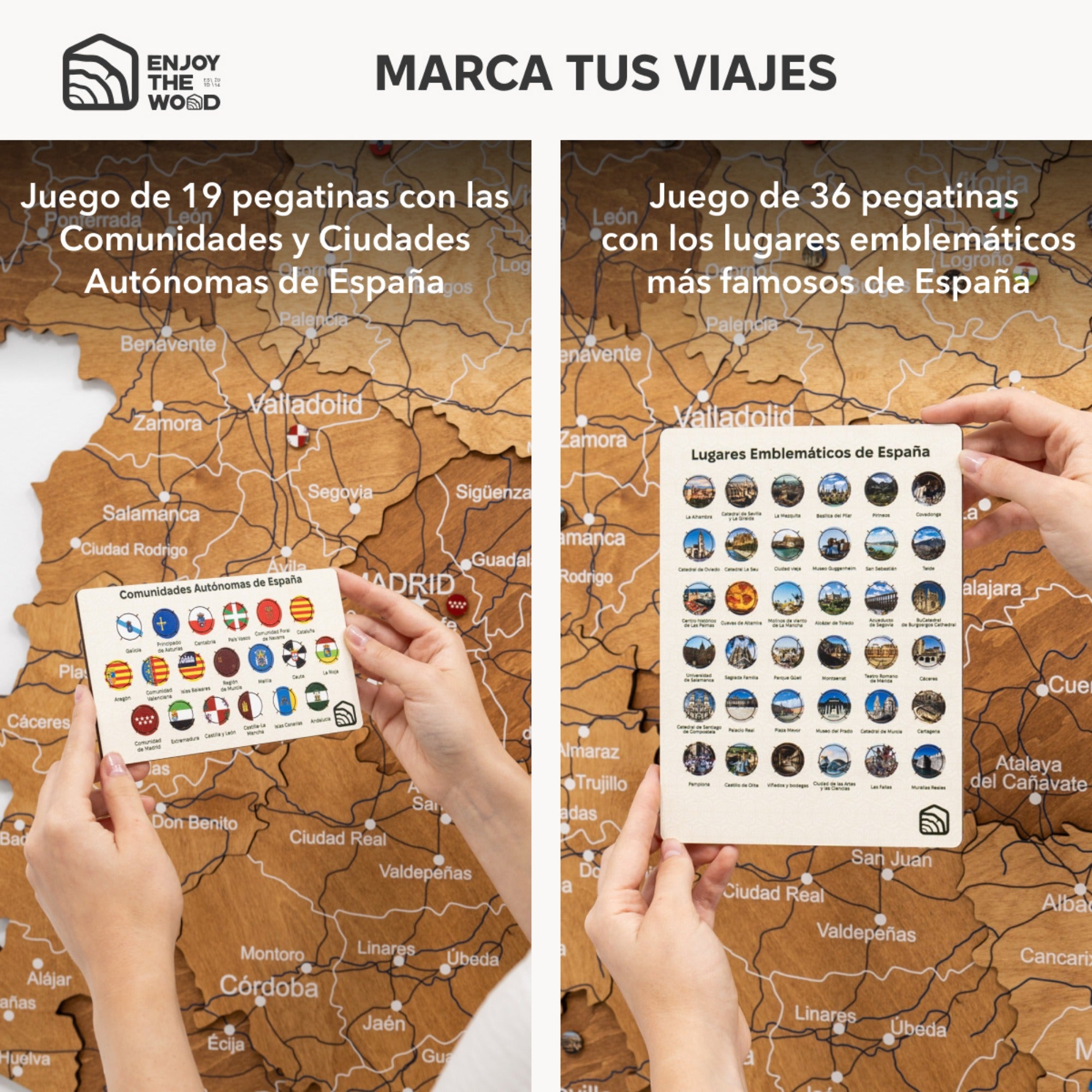 Mapa de España Madera - Roble Natural