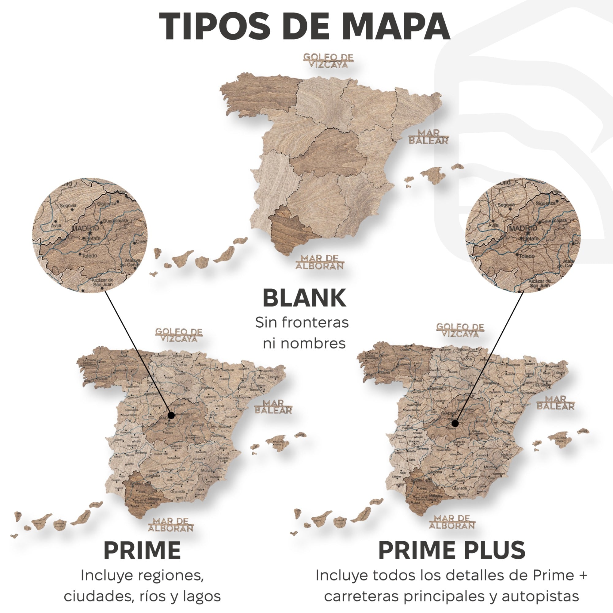 Mapa de España Madera - Terra