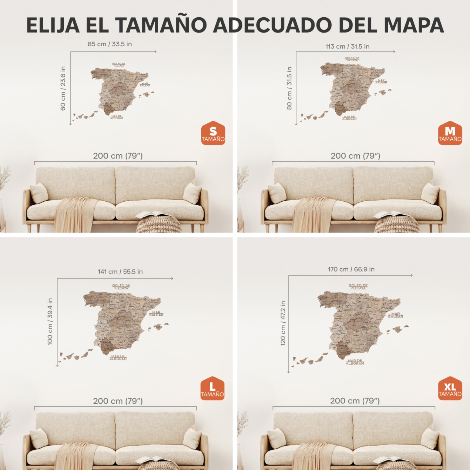 Mapa de España Madera - Terra